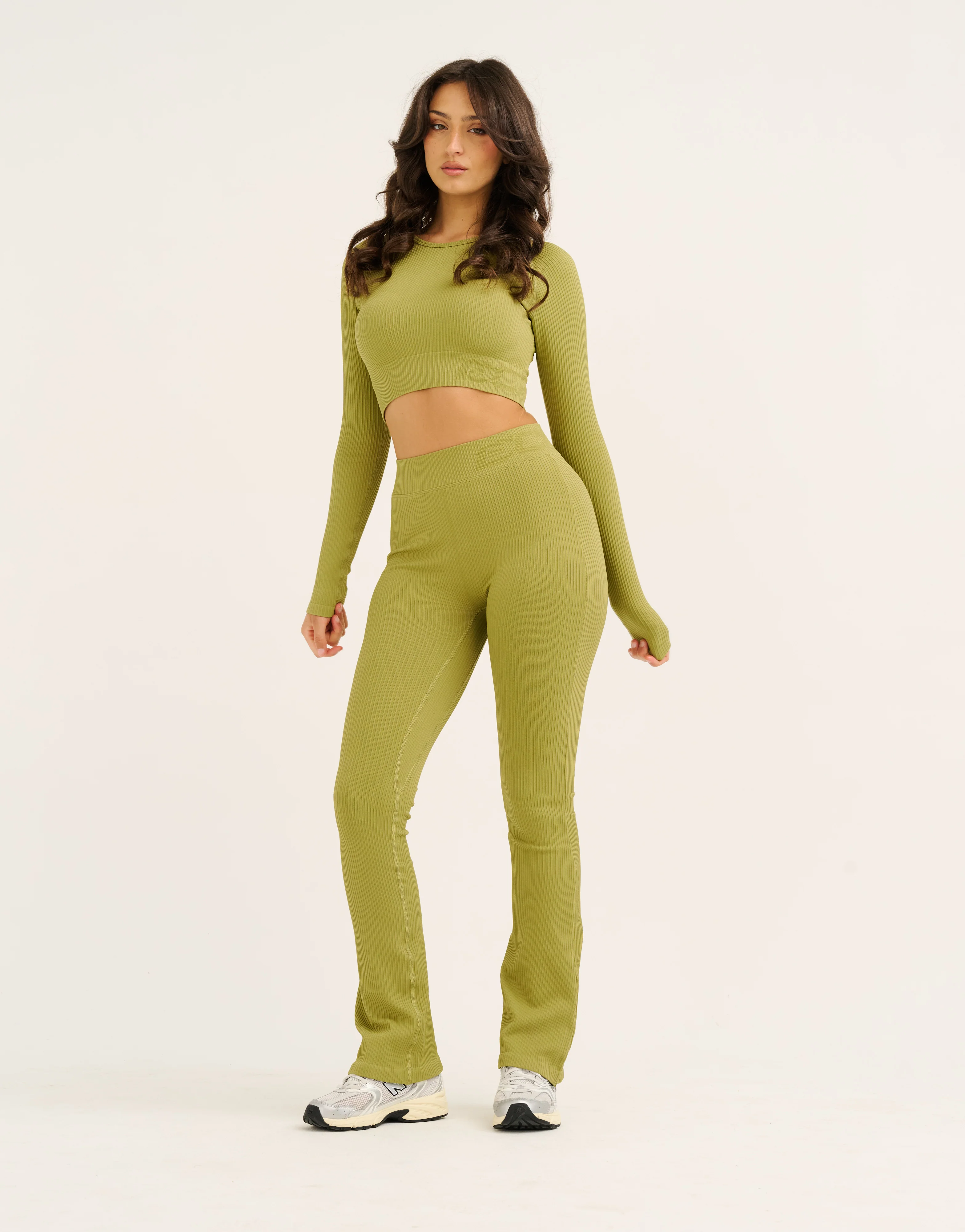 Arise Comfort Mid-Waist Flare Leggings - Olive - Image 10