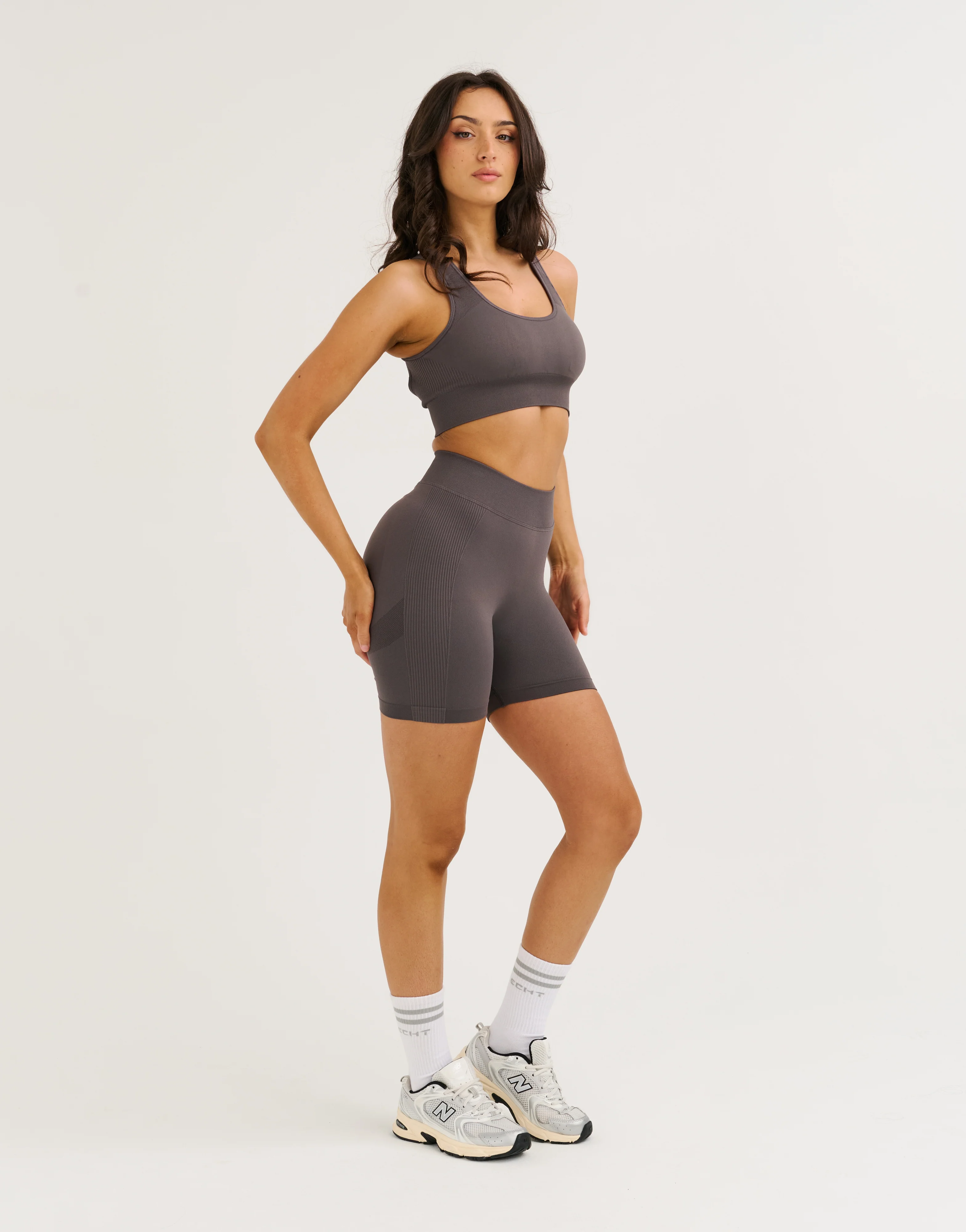 Arise Essential Mid-Waist Shorts V2 - Slate Grey - Image 3