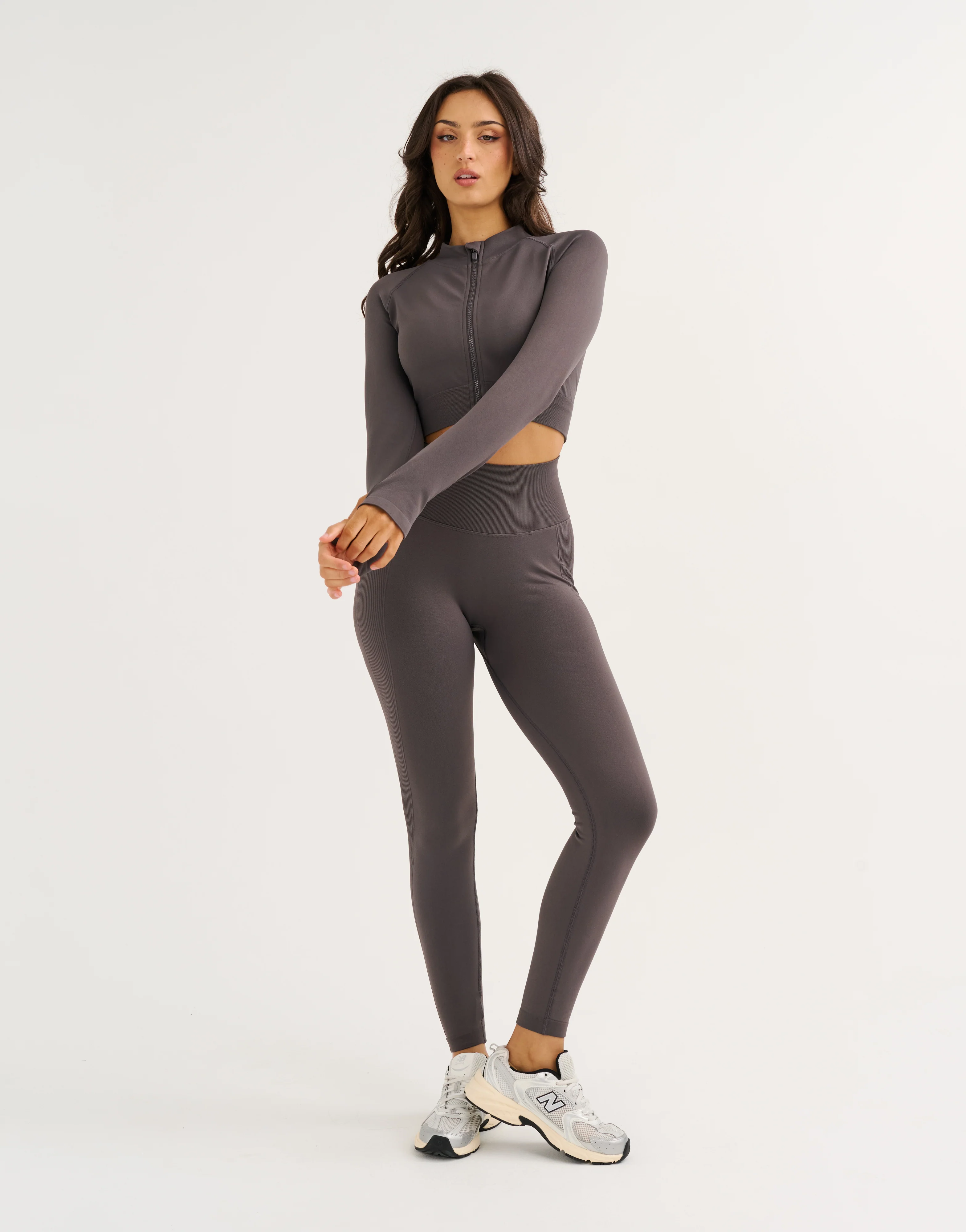 Arise Essential Zip-Up Long Sleeve - Slate Grey - Image 3