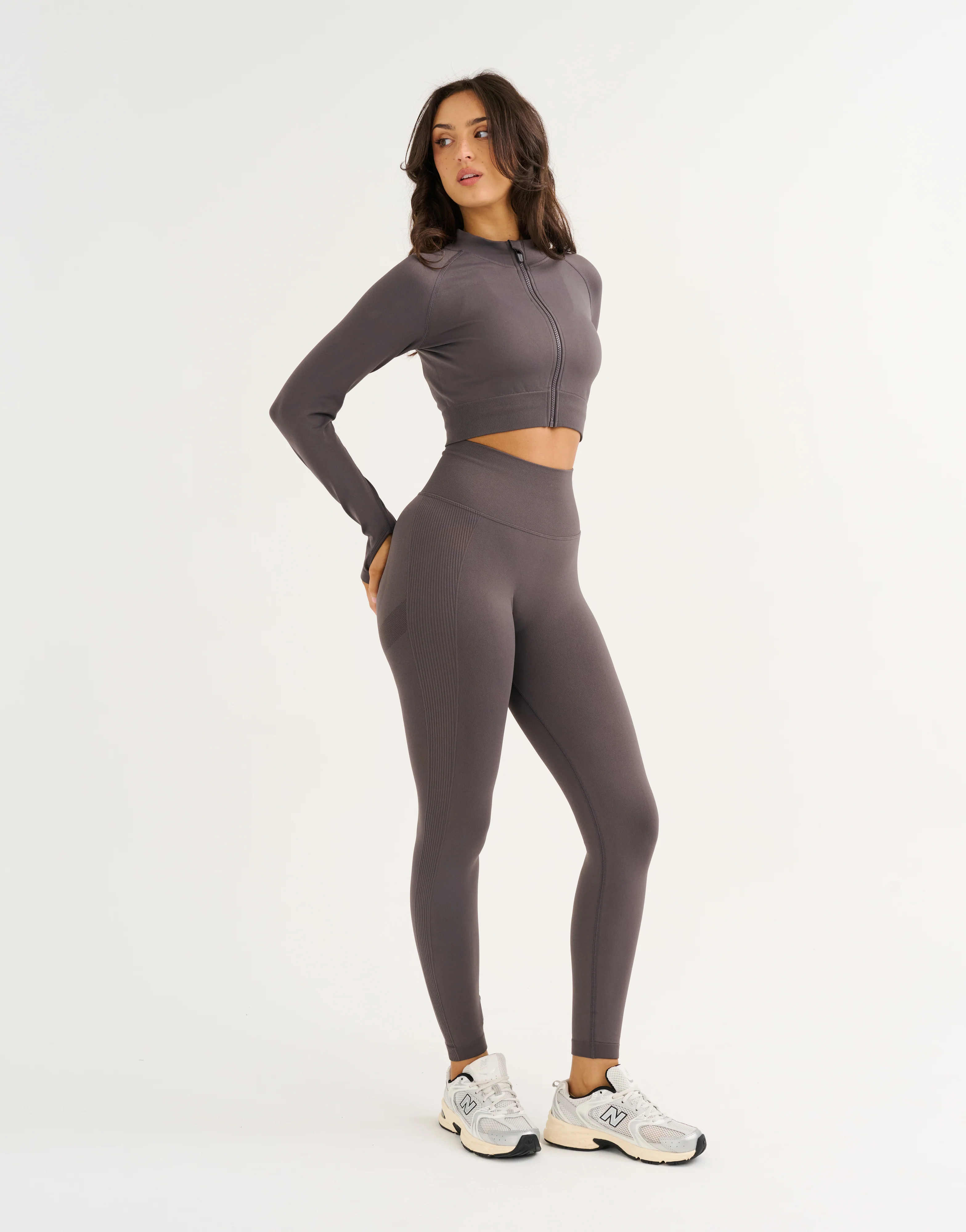Arise Essential Zip-Up Long Sleeve - Slate Grey - Image 9