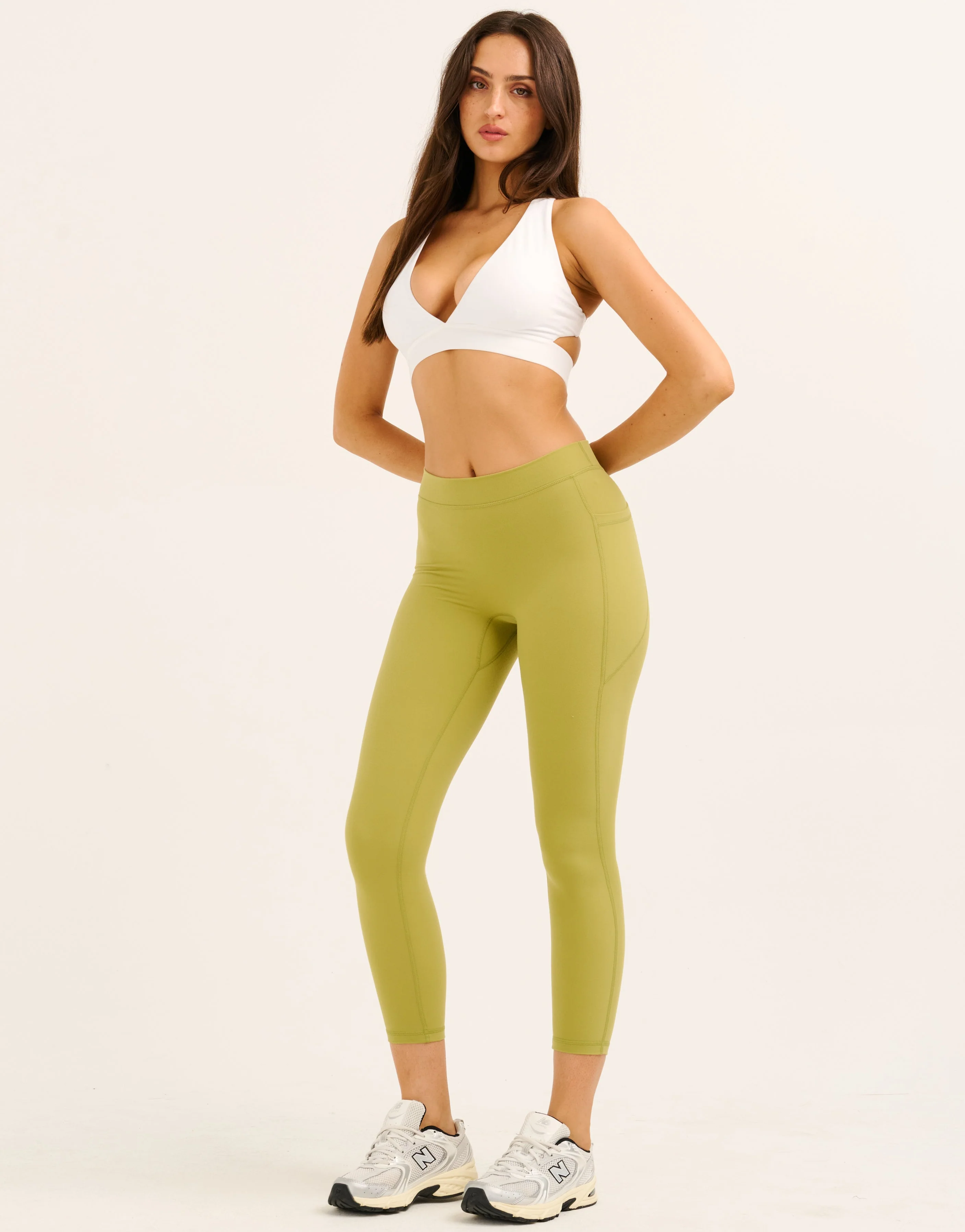 Ascend Pocket Mid-Waist Leggings 23" - Olive - Image 2