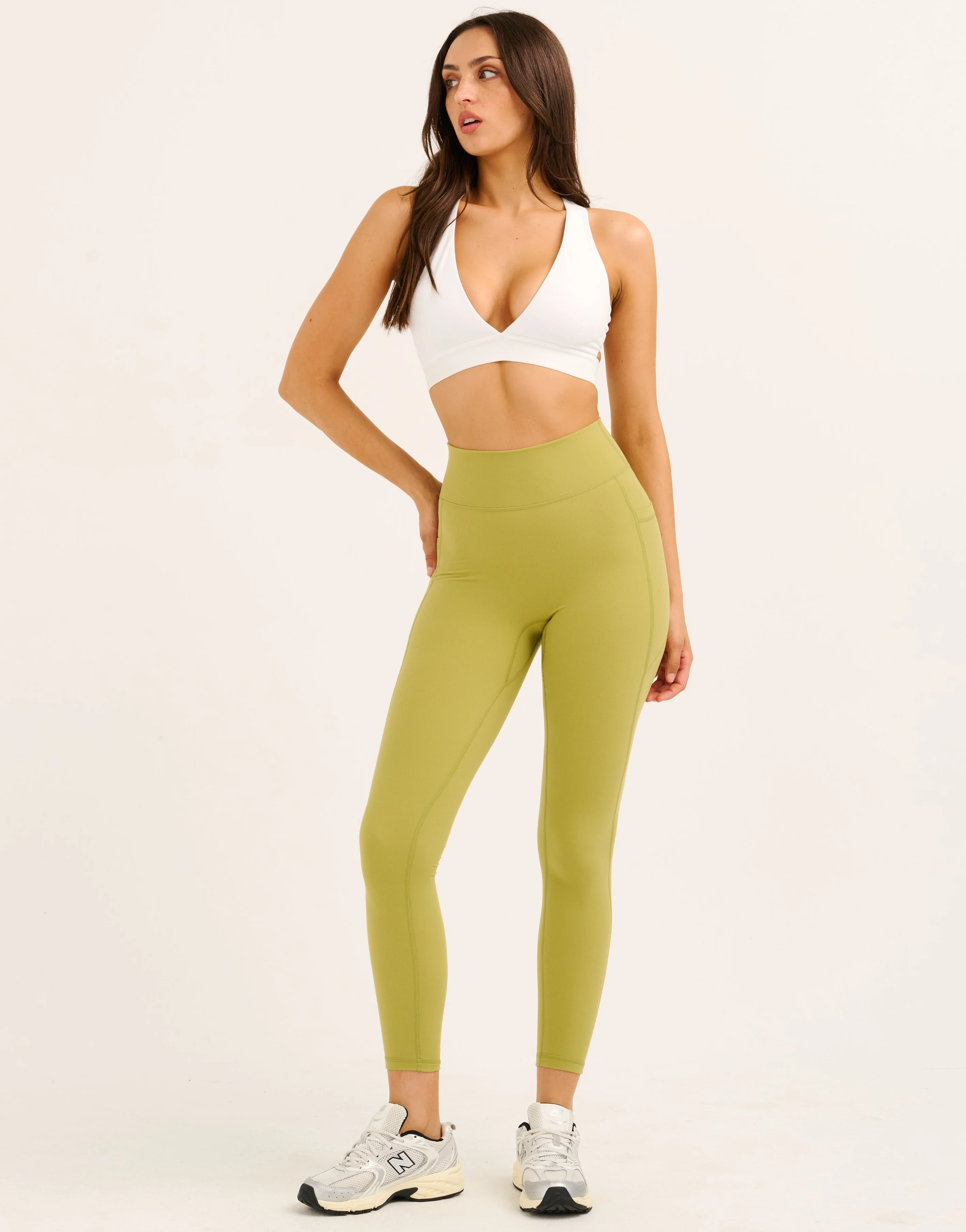 Ascend Pocket Mid-Waist Leggings 25" - Olive - Image 2