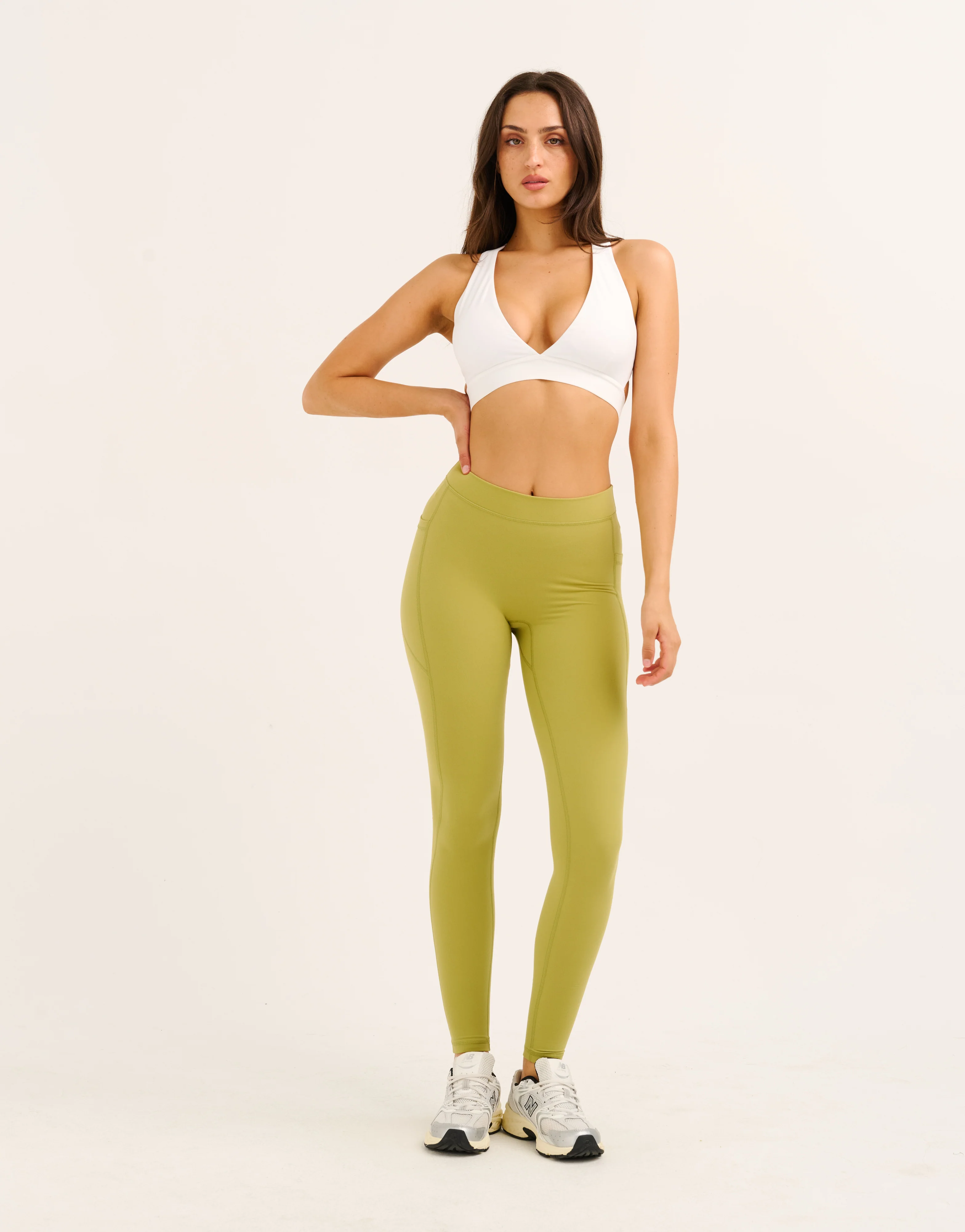 Ascend Pocket Mid-Waist Leggings 28" - Olive - Image 7