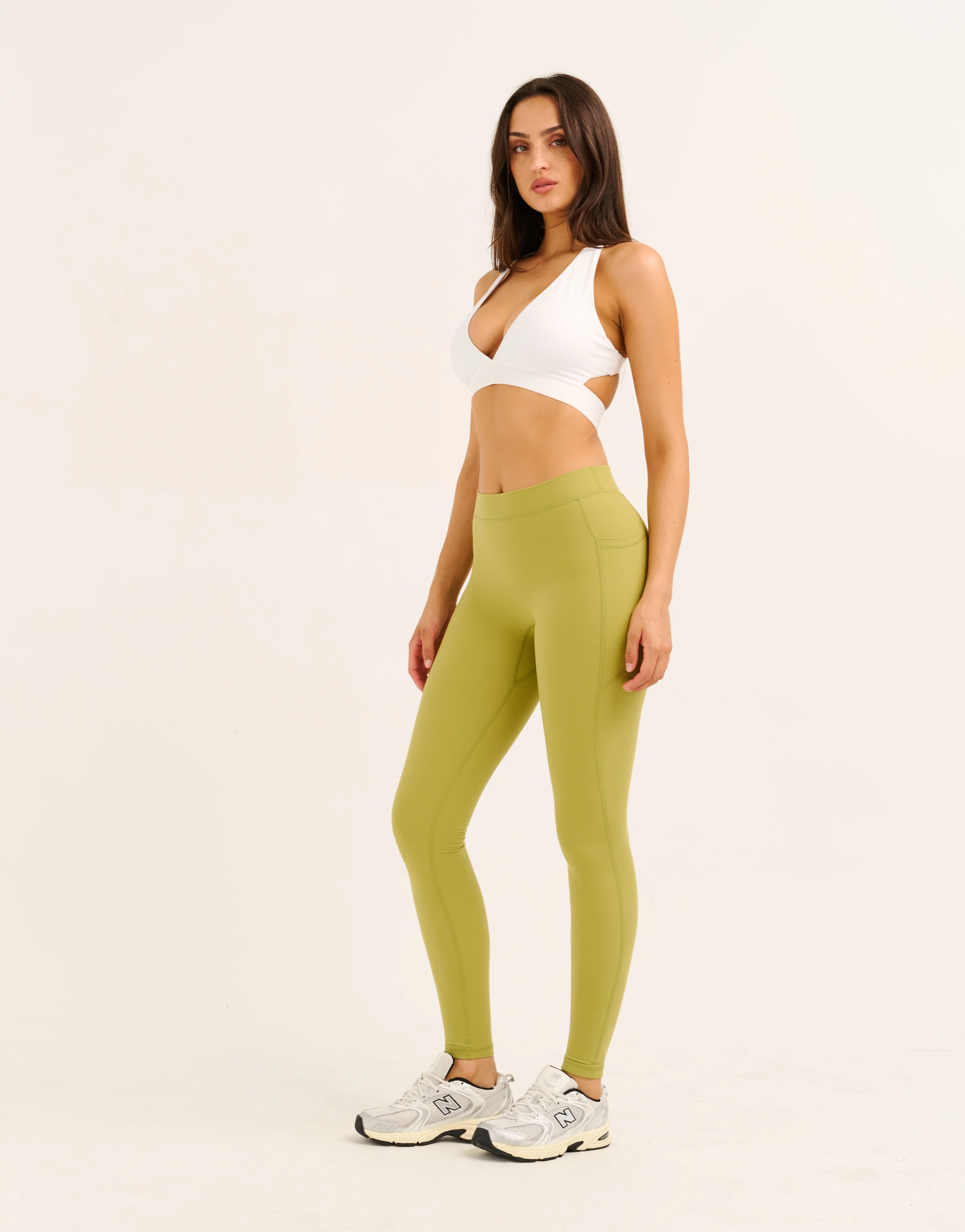Ascend Pocket Mid-Waist Leggings 28" - Olive - Image 9