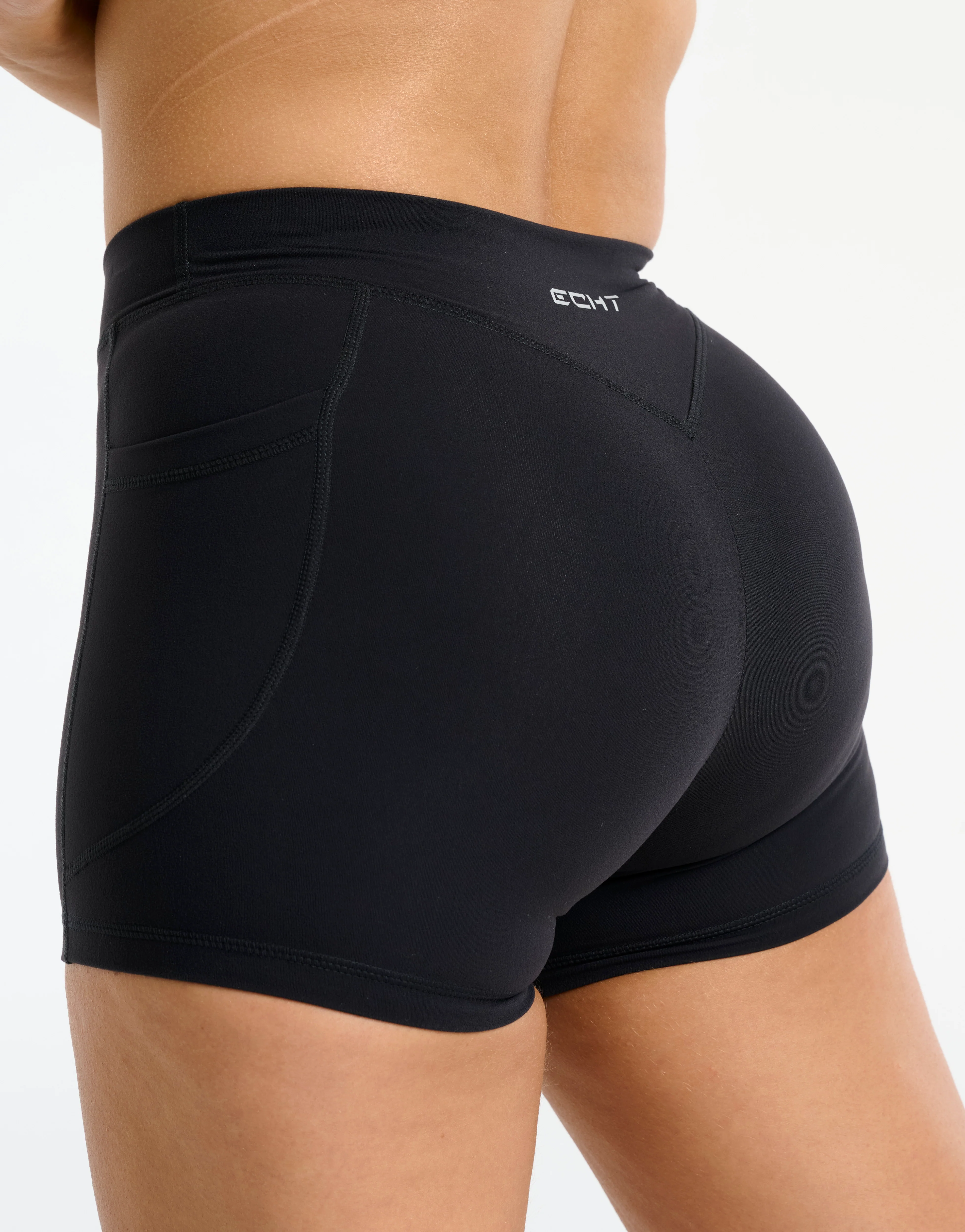 Ascend Pocket Mid-Waist Shorts 4" - Black - Image 2