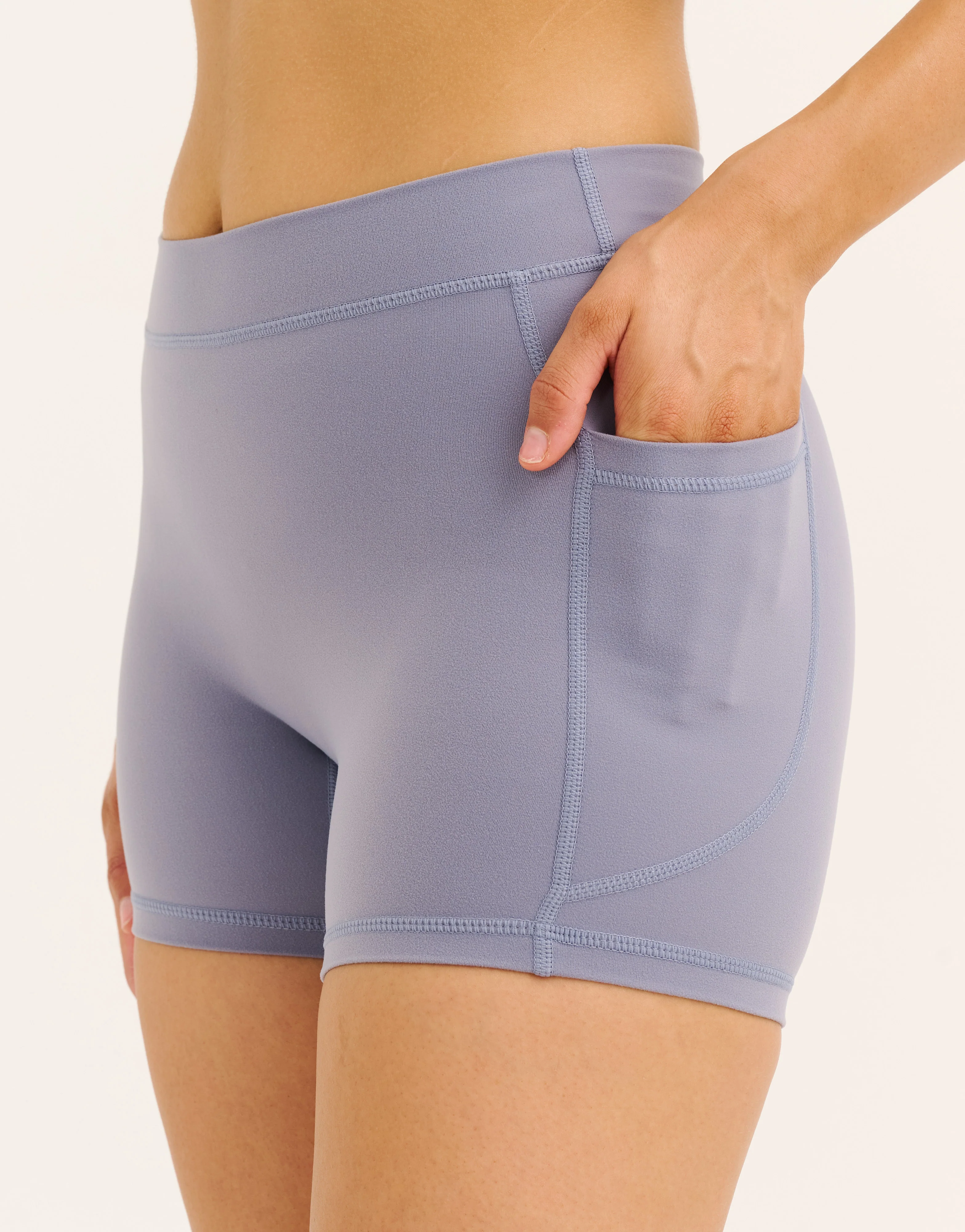 Ascend Pocket Mid-Waist Shorts 4" - Washed Blue - Image 2
