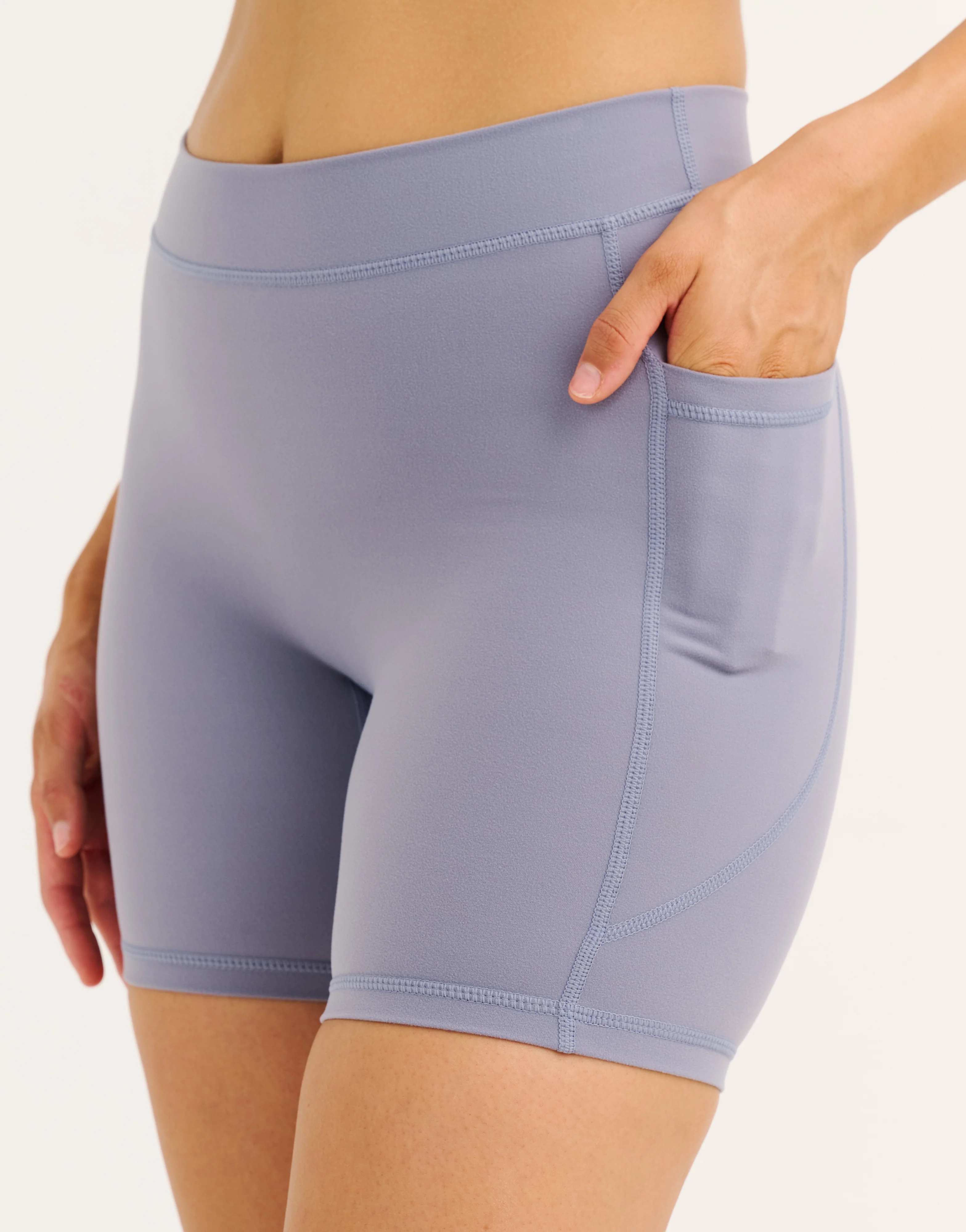Ascend Pocket Mid-Waist Shorts 6" - Washed Blue - Image 3