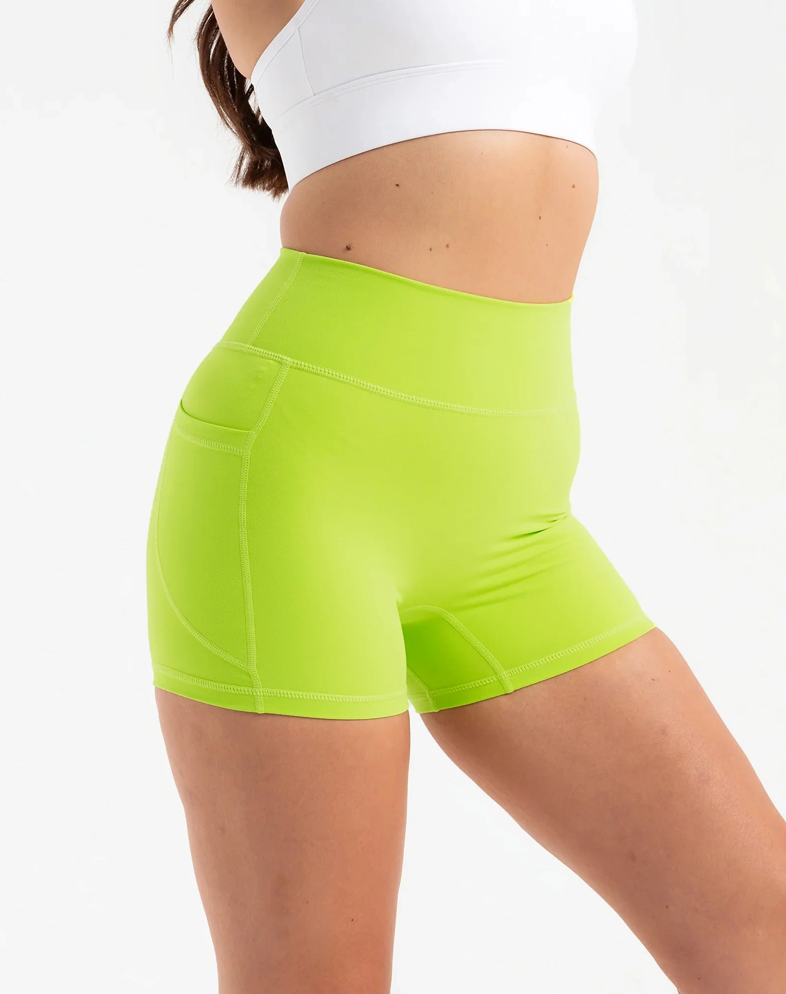 Ascend Pocket Shorts 4" - Lime Green - Image 2