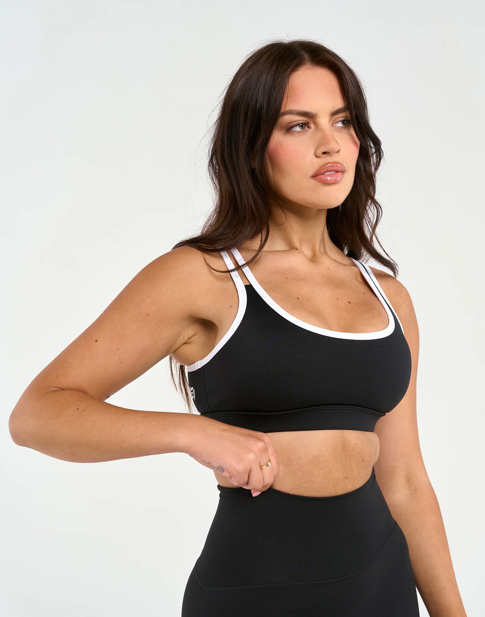 Asymmetric Sports Bra - Black - Image 9