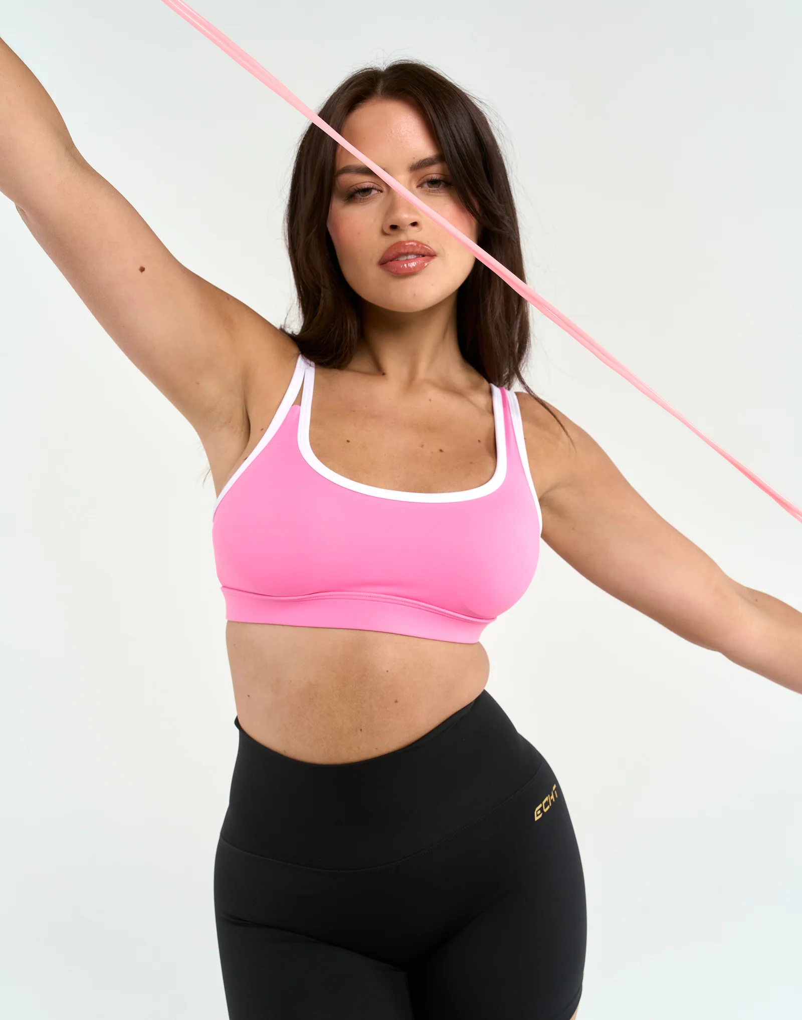 Asymmetric Sports Bra - Pink - Image 13
