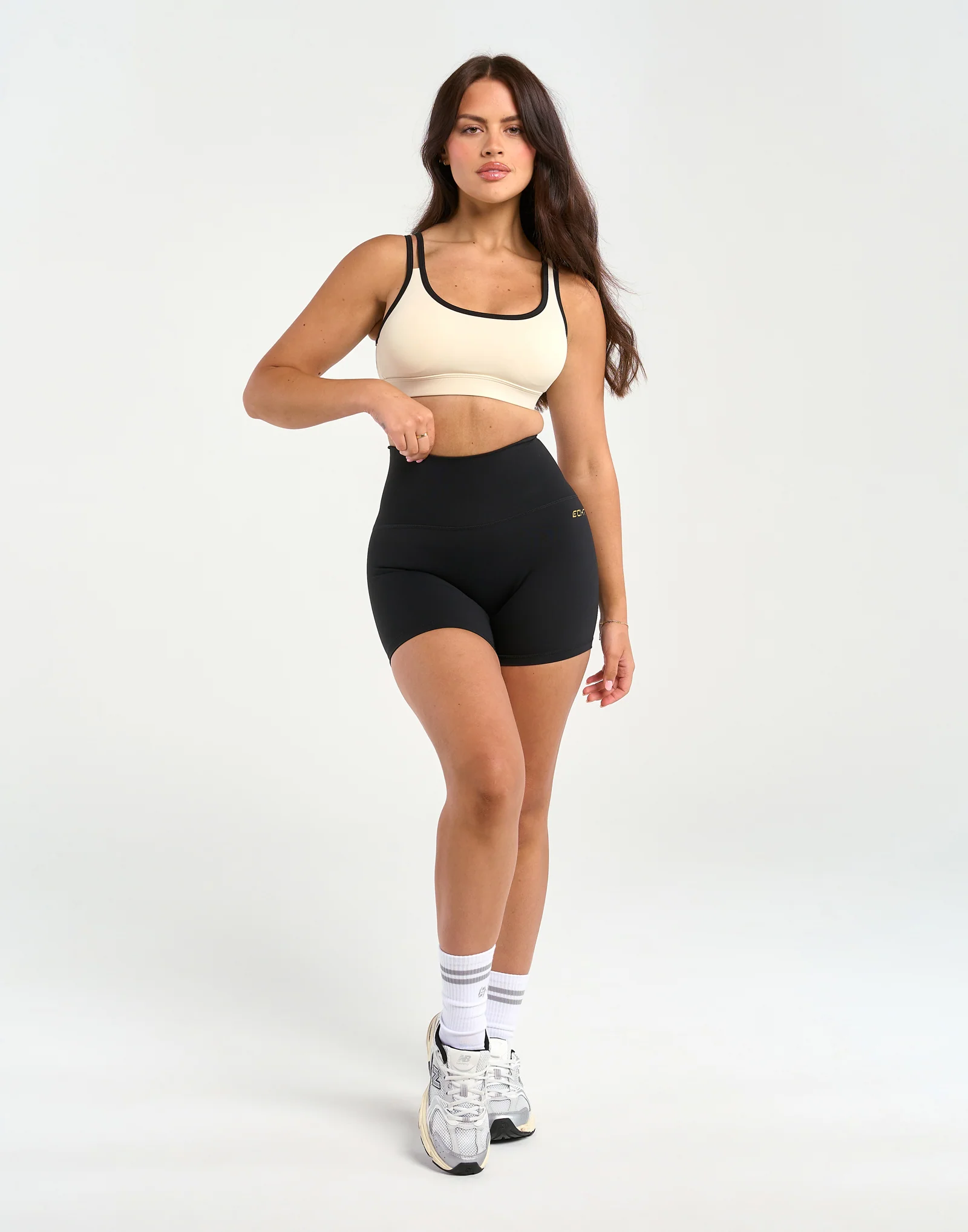 Asymmetric Sports Bra - Taupe - Image 10