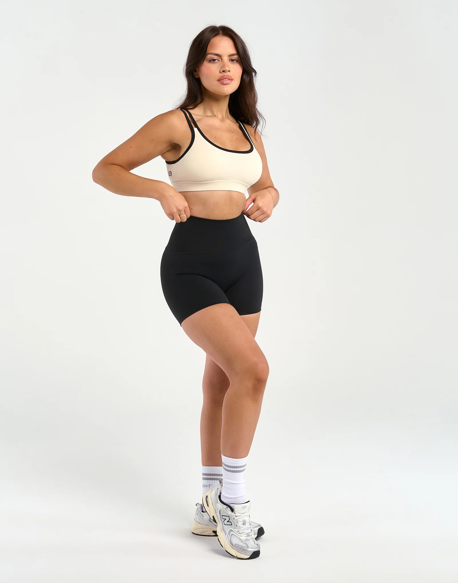 Asymmetric Sports Bra - Taupe - Image 11