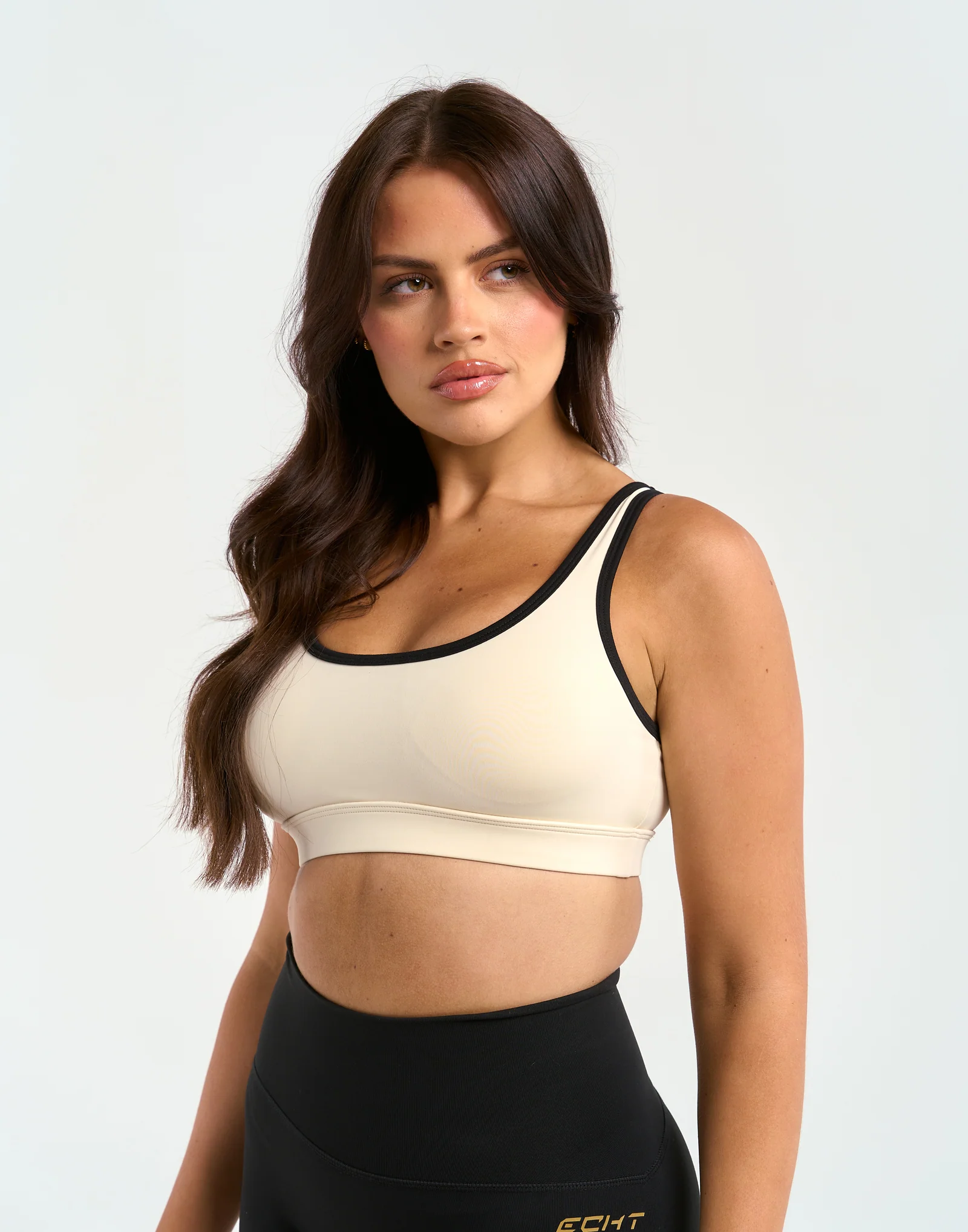 Asymmetric Sports Bra - Taupe - Image 8