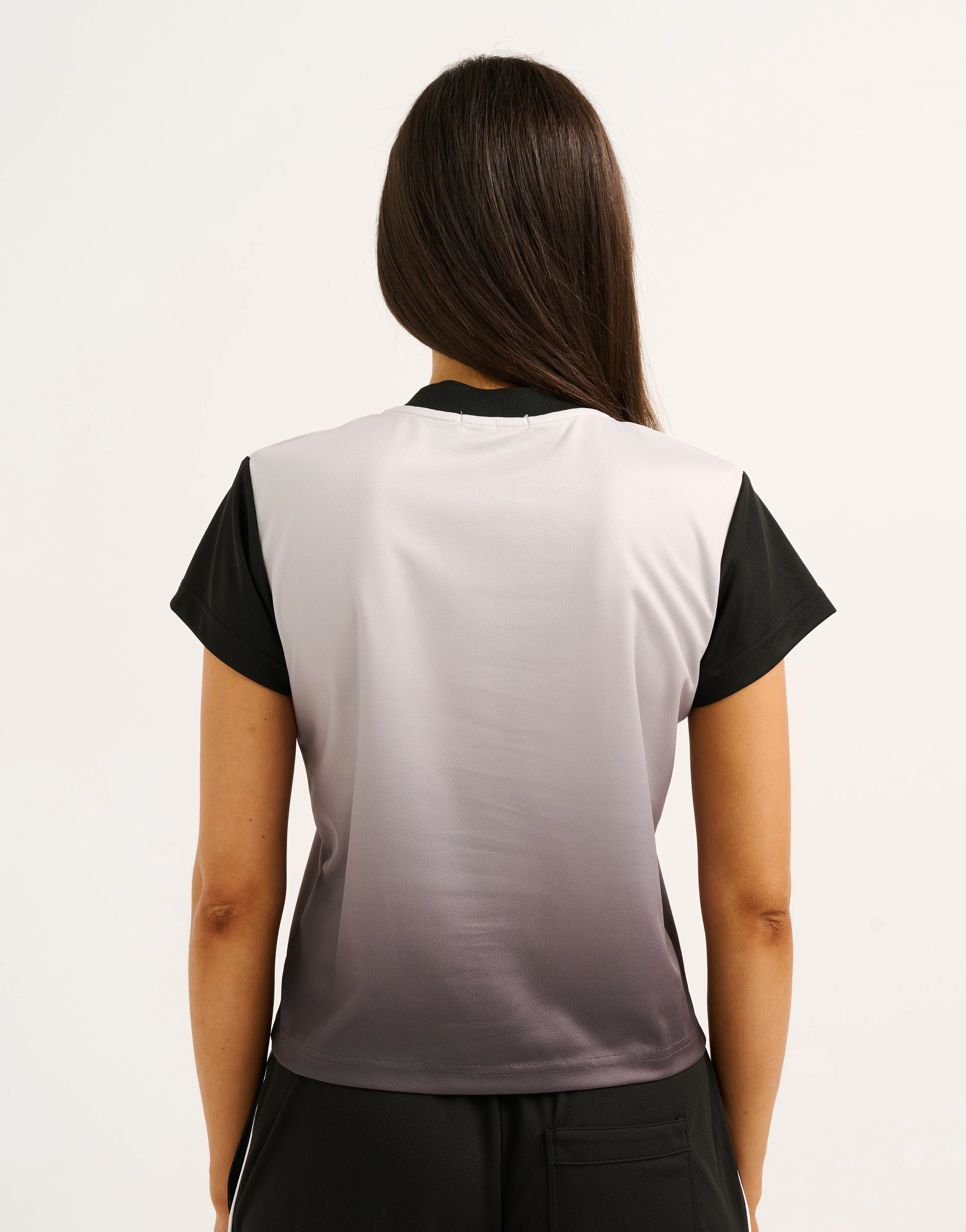Club V Neck Crop Tee - Black - Image 11