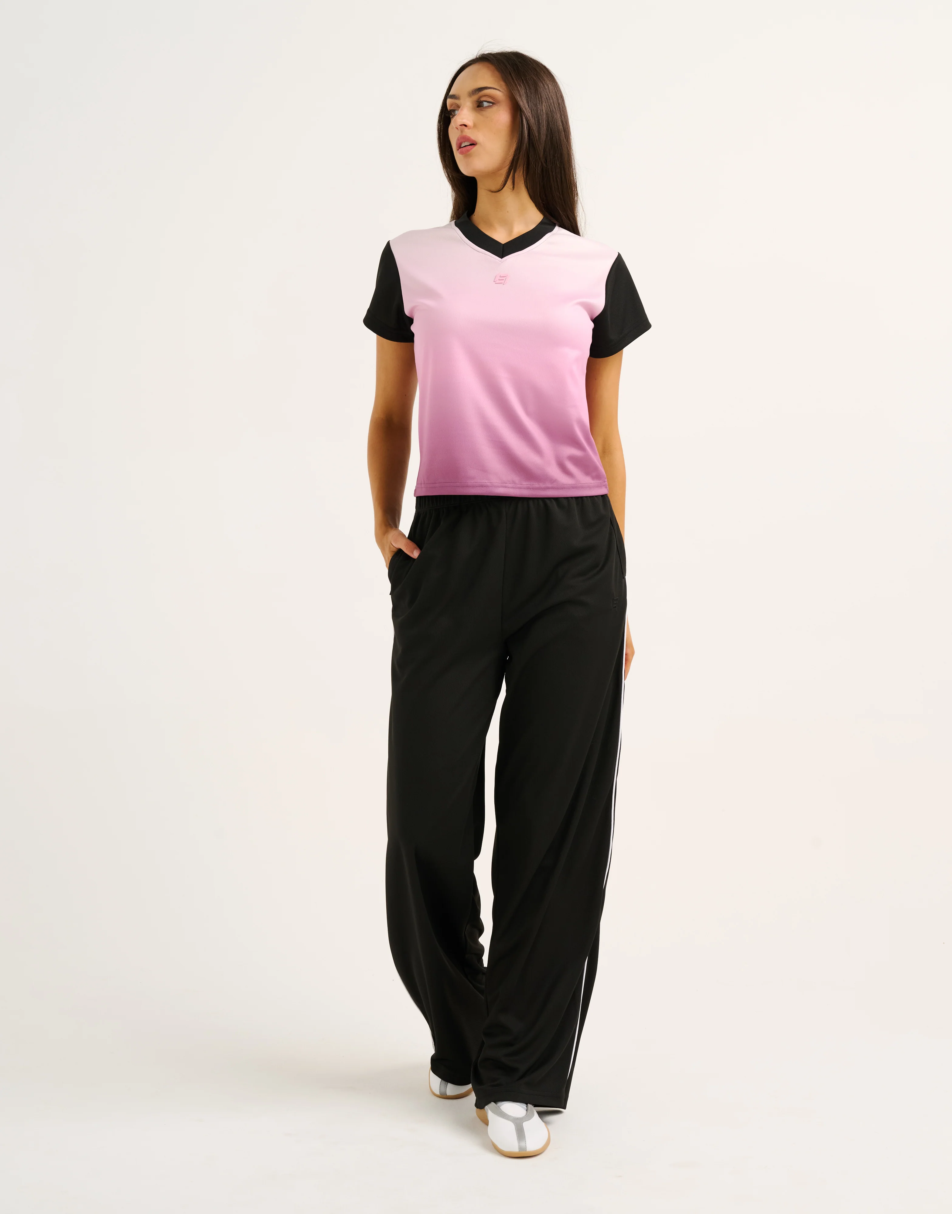 Club V Neck Crop Tee - Lilac - Image 10
