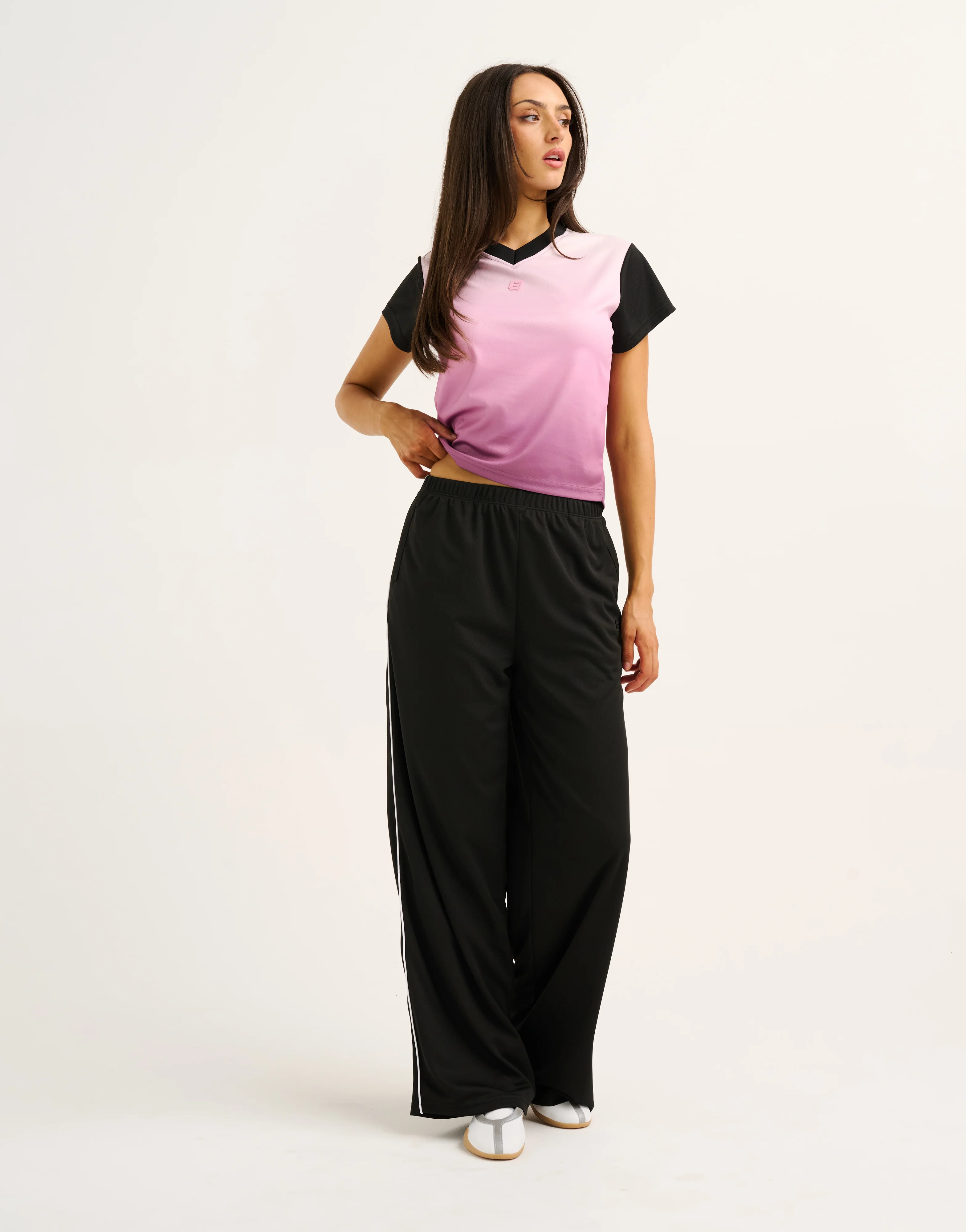 Club V Neck Crop Tee - Lilac - Image 11