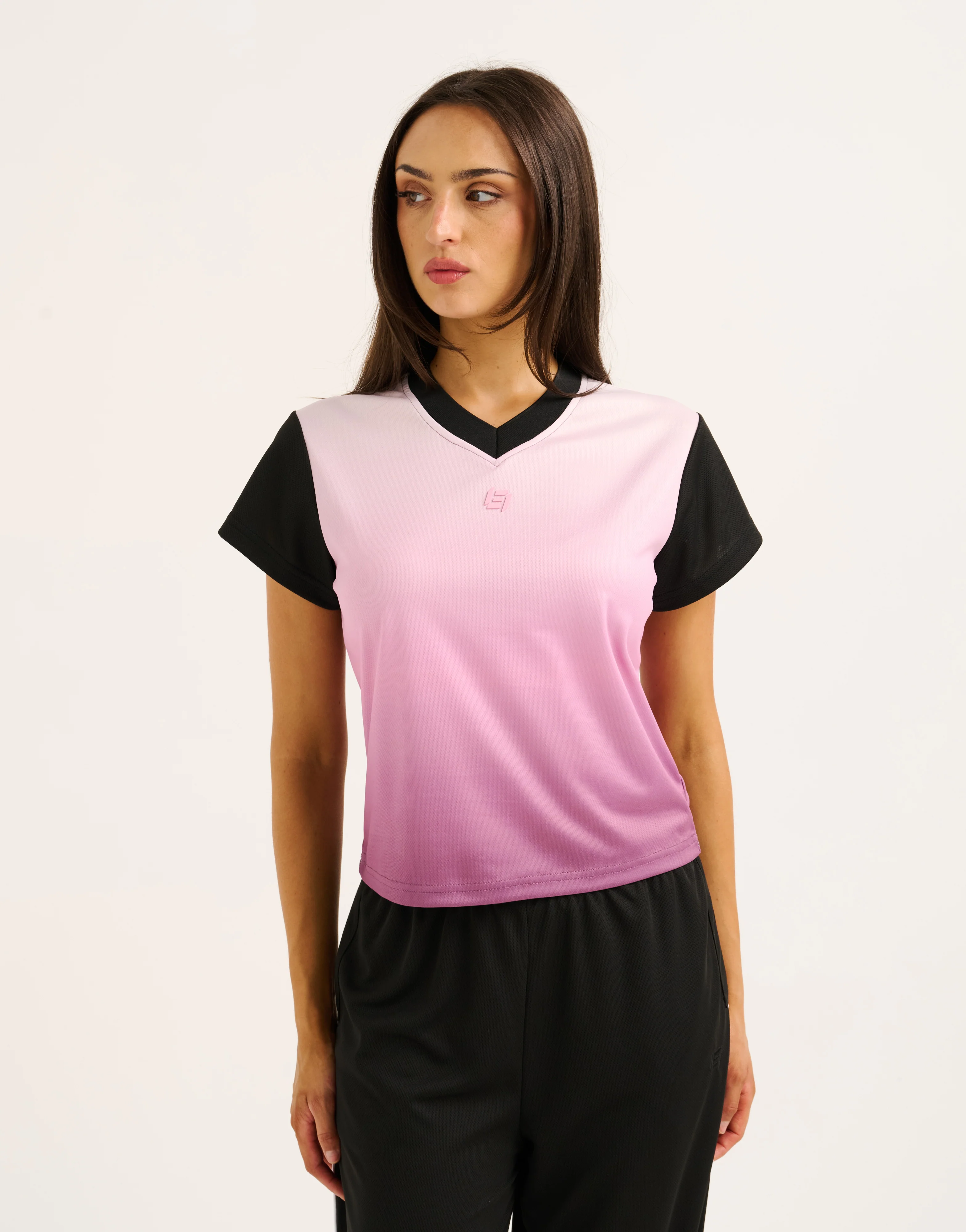 Club V Neck Crop Tee - Lilac - Image 4