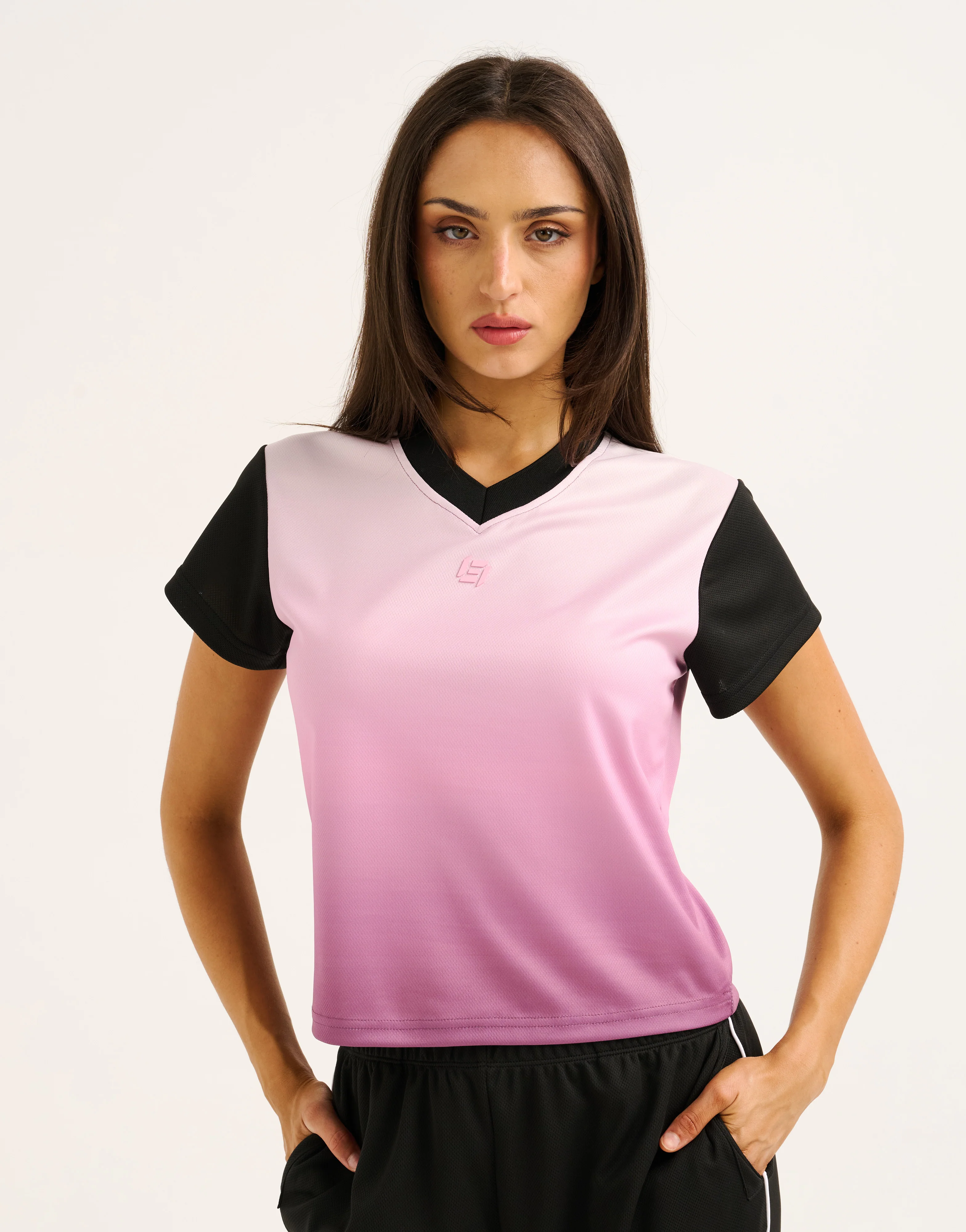 Club V Neck Crop Tee - Lilac - Image 5