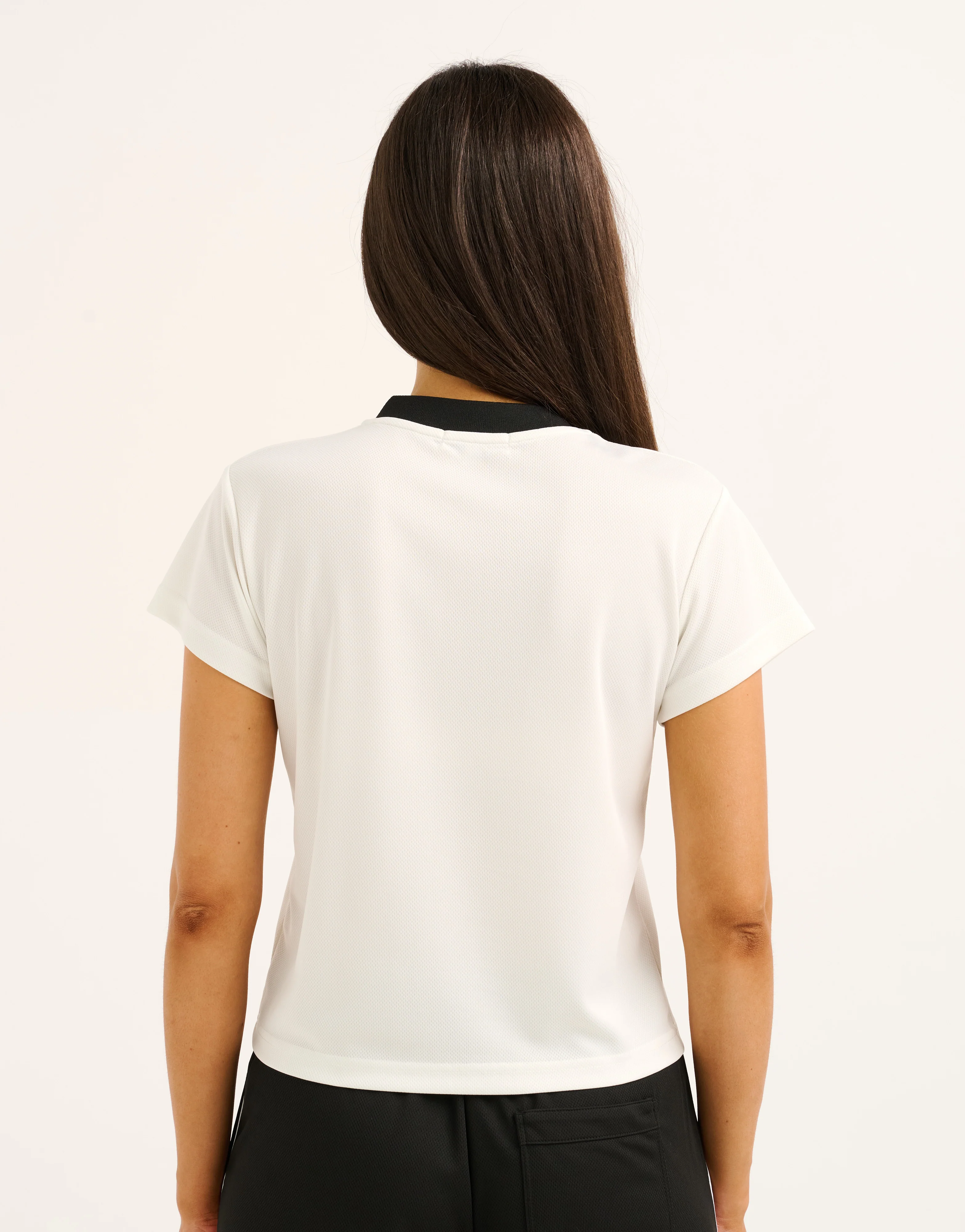 Club V Neck Crop Tee - White - Image 12