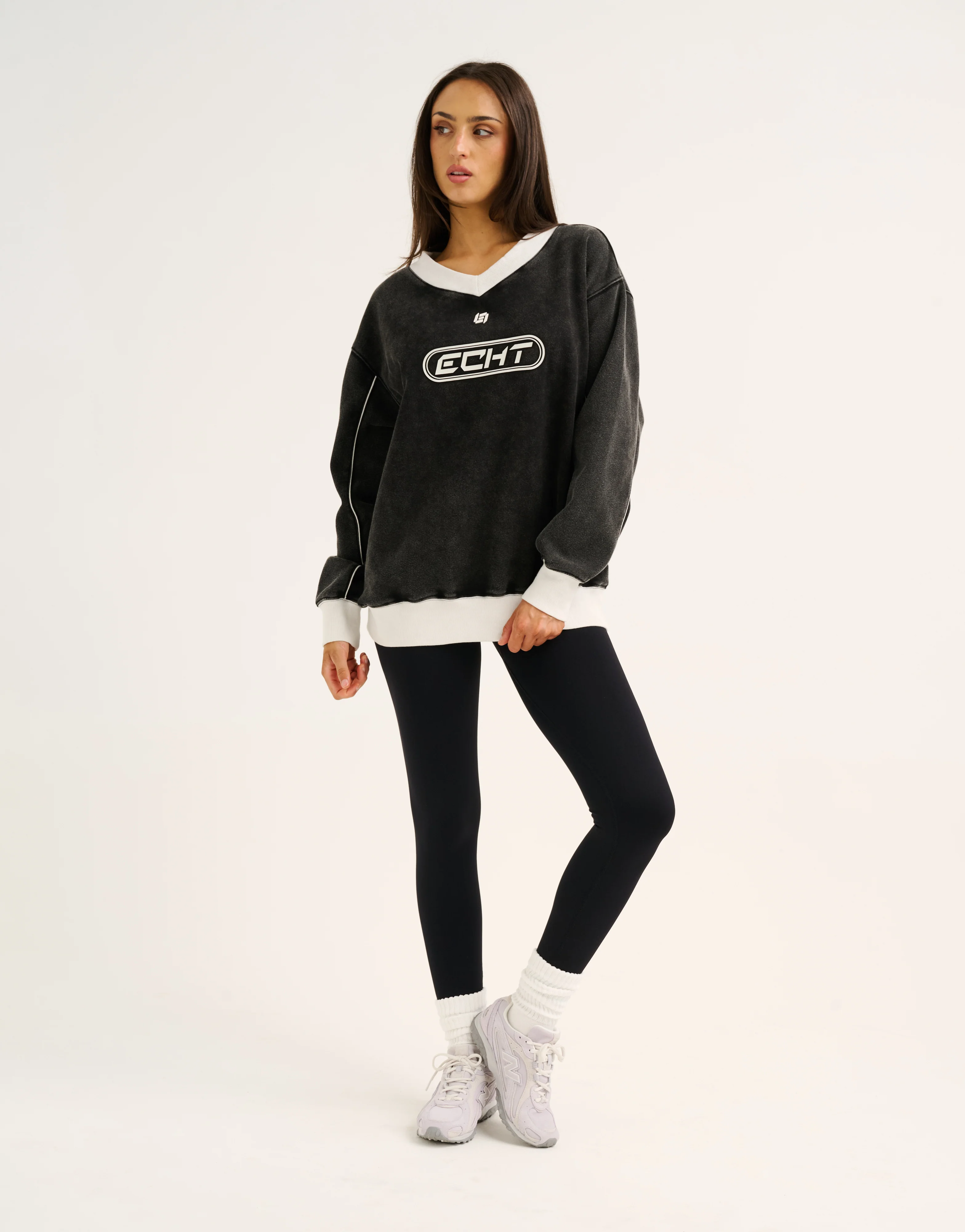 Club V Neck Sweatshirt - Black - Image 3