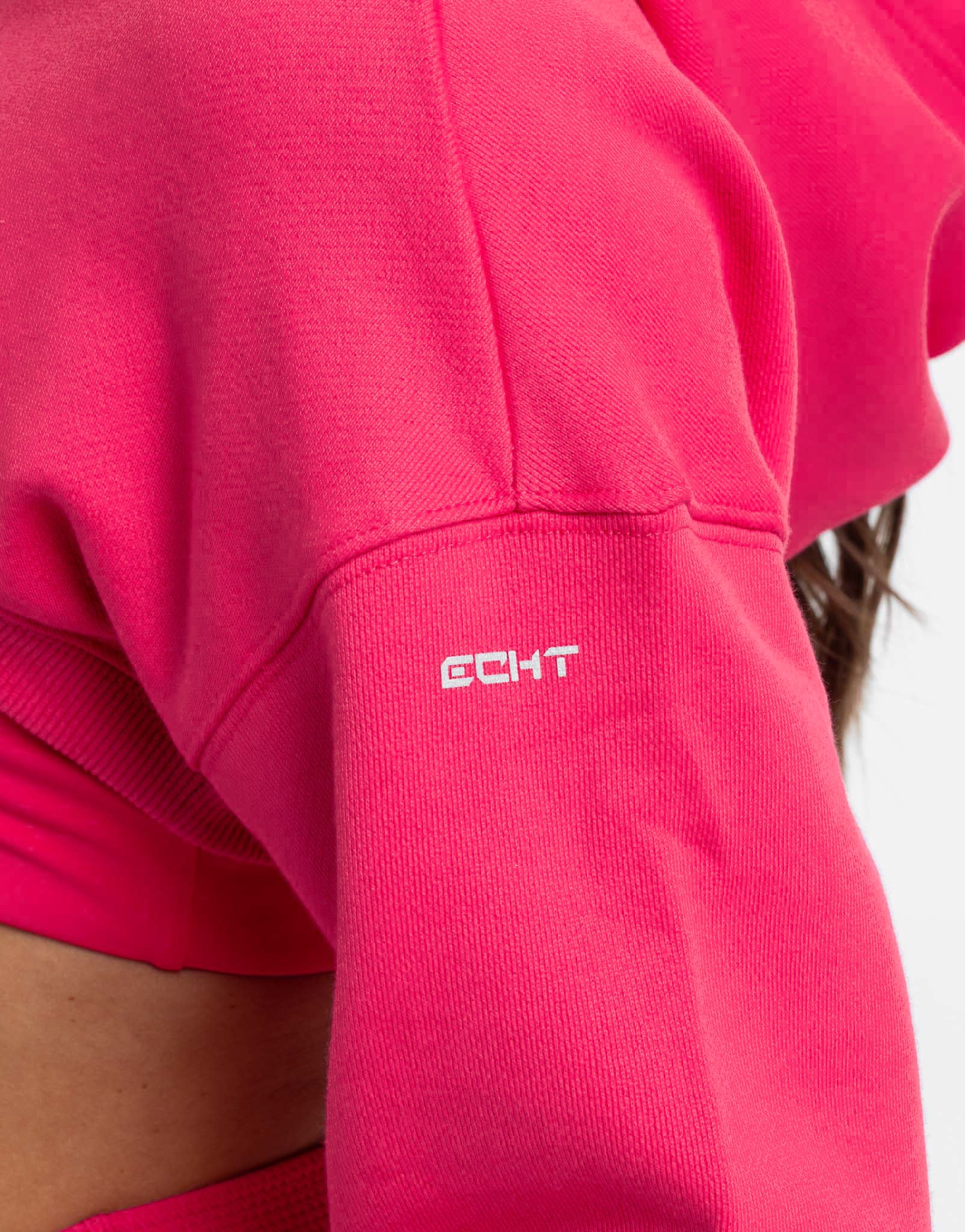 Cropped High Cut Hoodie - Bright Pink - Image 2