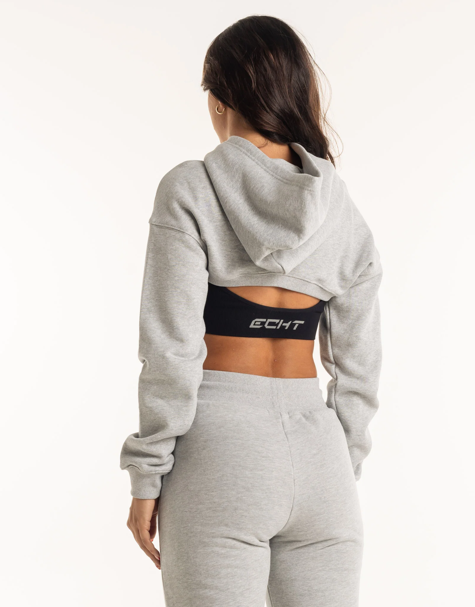 Cropped High Cut Hoodie - Heather Grey - Image 4