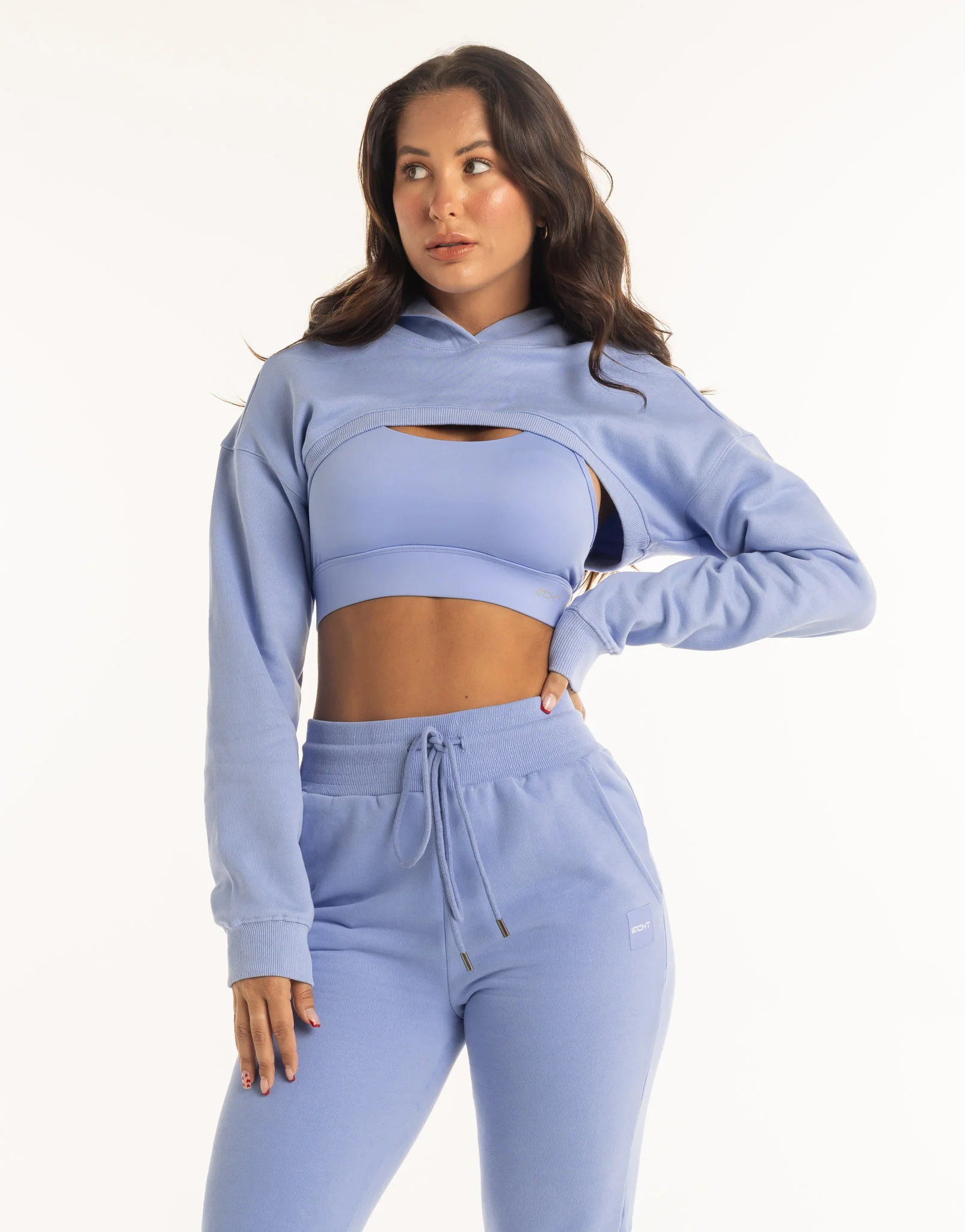 Cropped High Cut Hoodie - Hydrangea Blue - Image 5