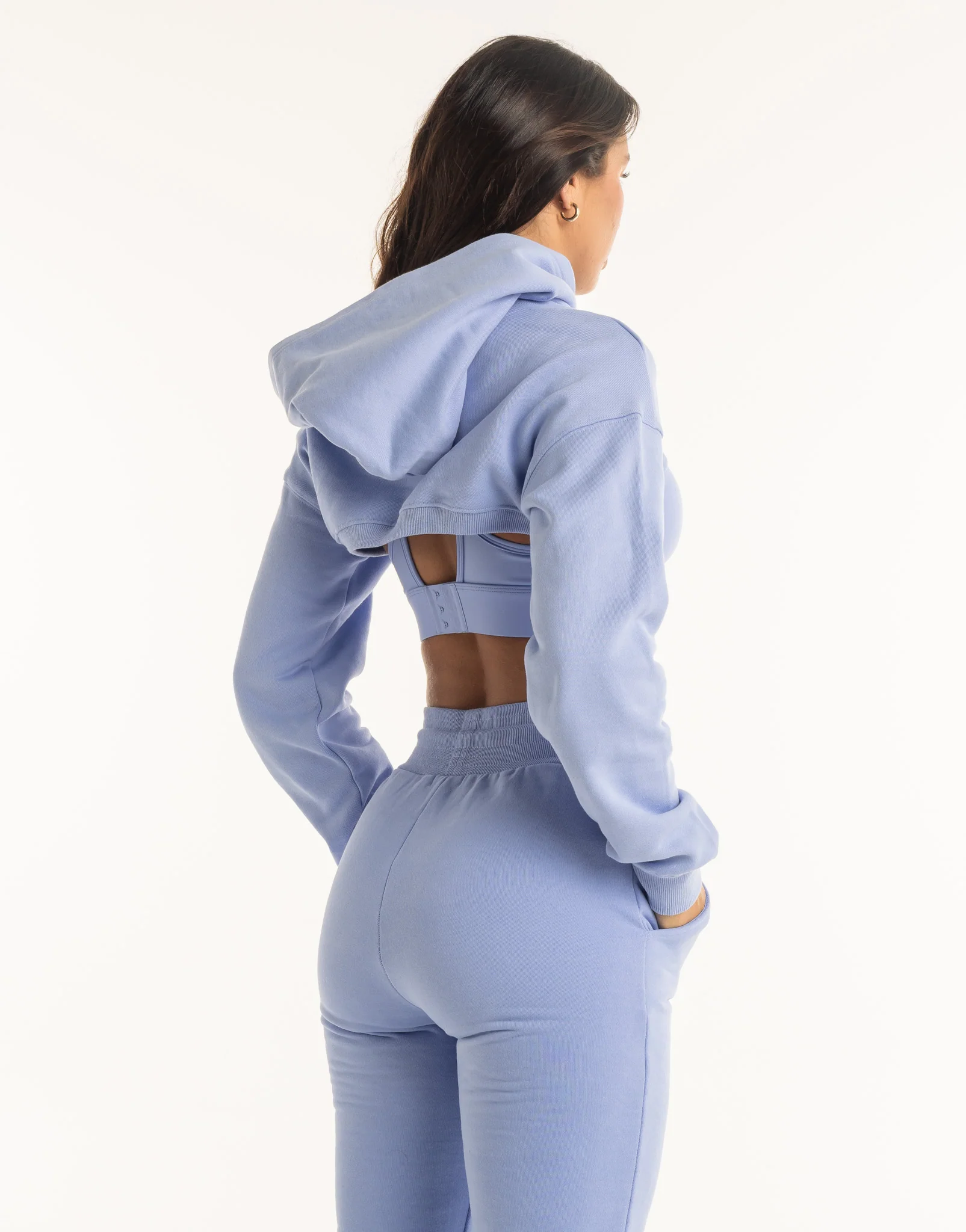 Cropped High Cut Hoodie - Hydrangea Blue - Image 7
