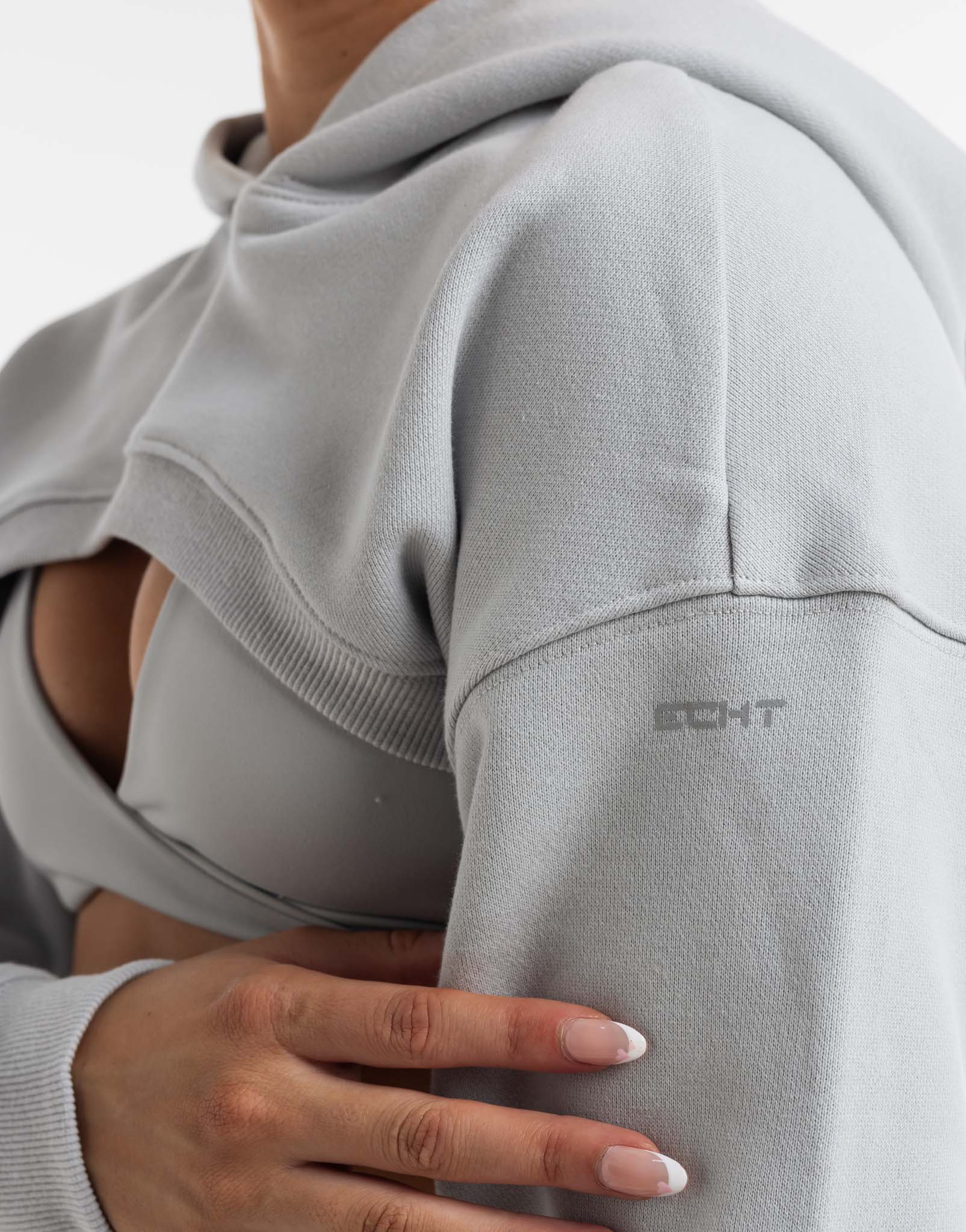 Cropped High Cut Hoodie - Micro Grey - Image 4