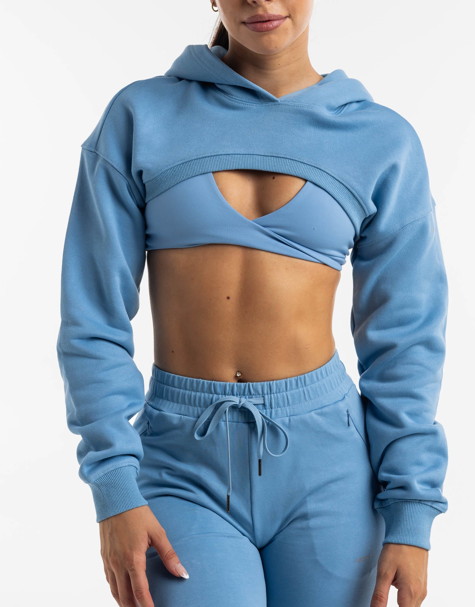 Cropped High Cut Hoodie - Process Blue - Image 2