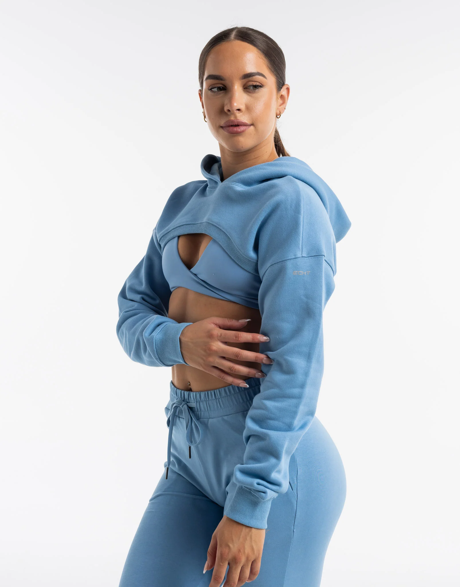 Cropped High Cut Hoodie - Process Blue - Image 3