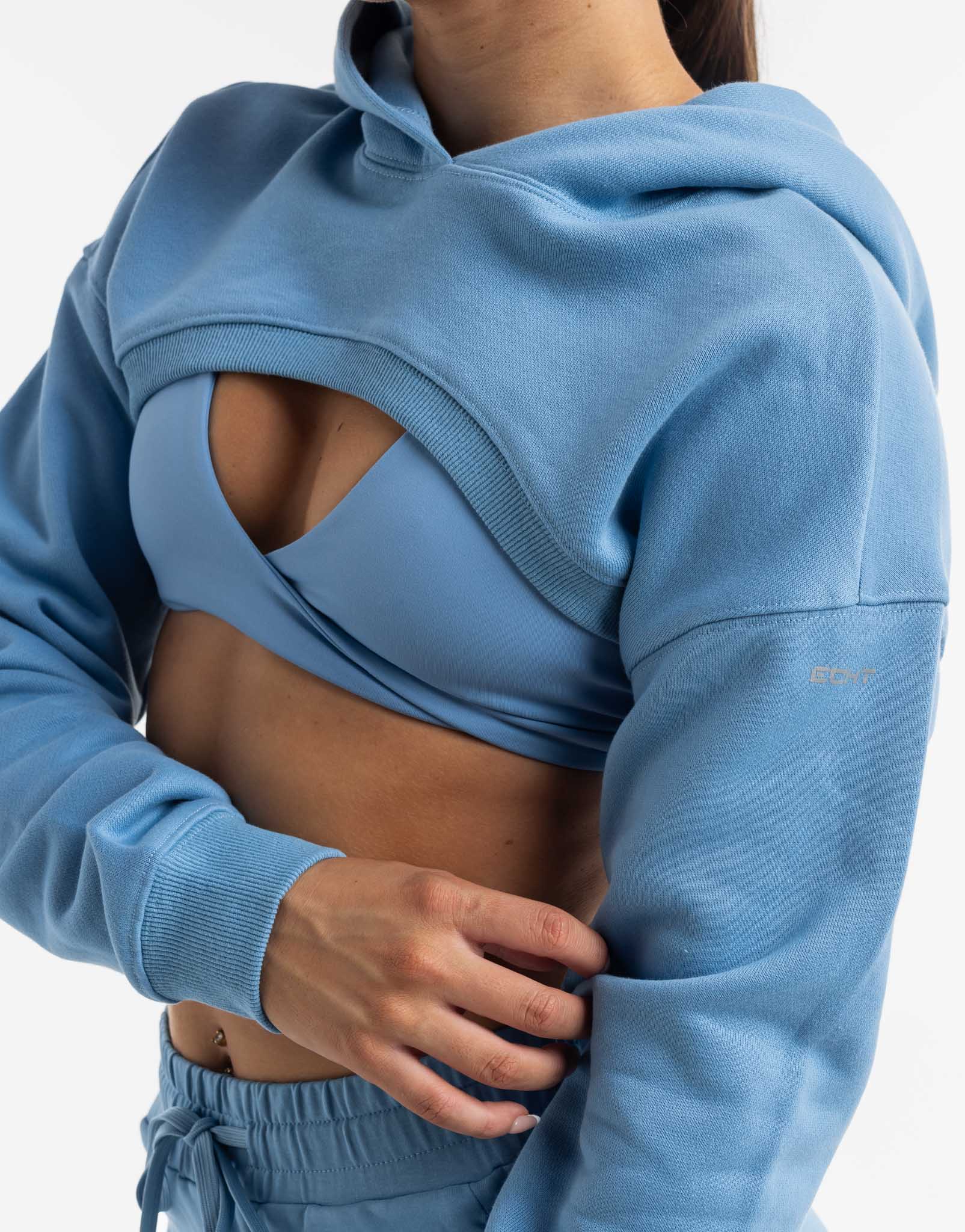 Cropped High Cut Hoodie - Process Blue - Image 4