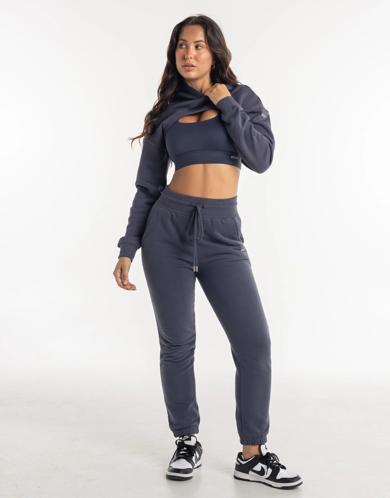 Cropped High Cut Hoodie - Smoke Grey - Image 7