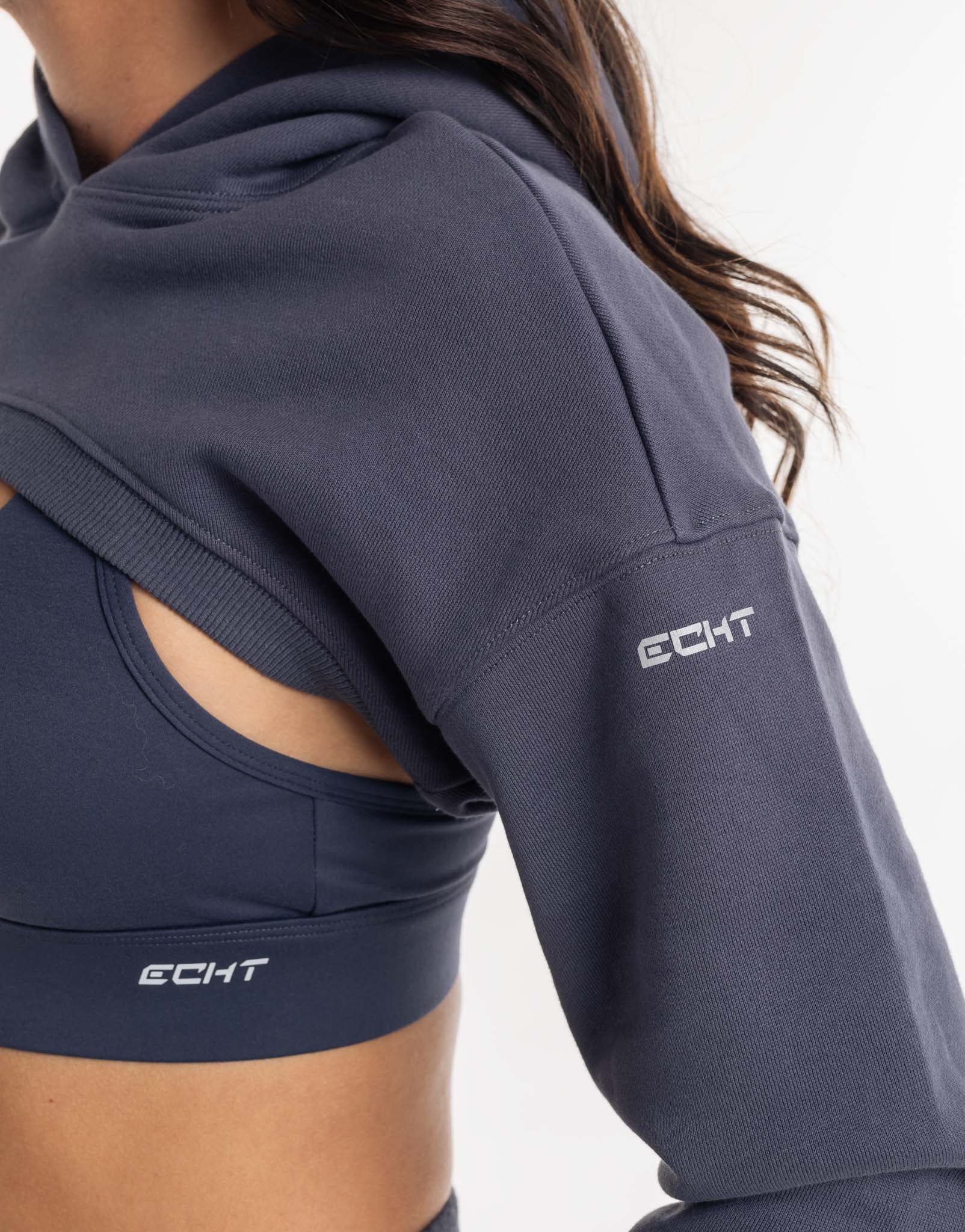 Cropped High Cut Hoodie - Smoke Grey - Image 8