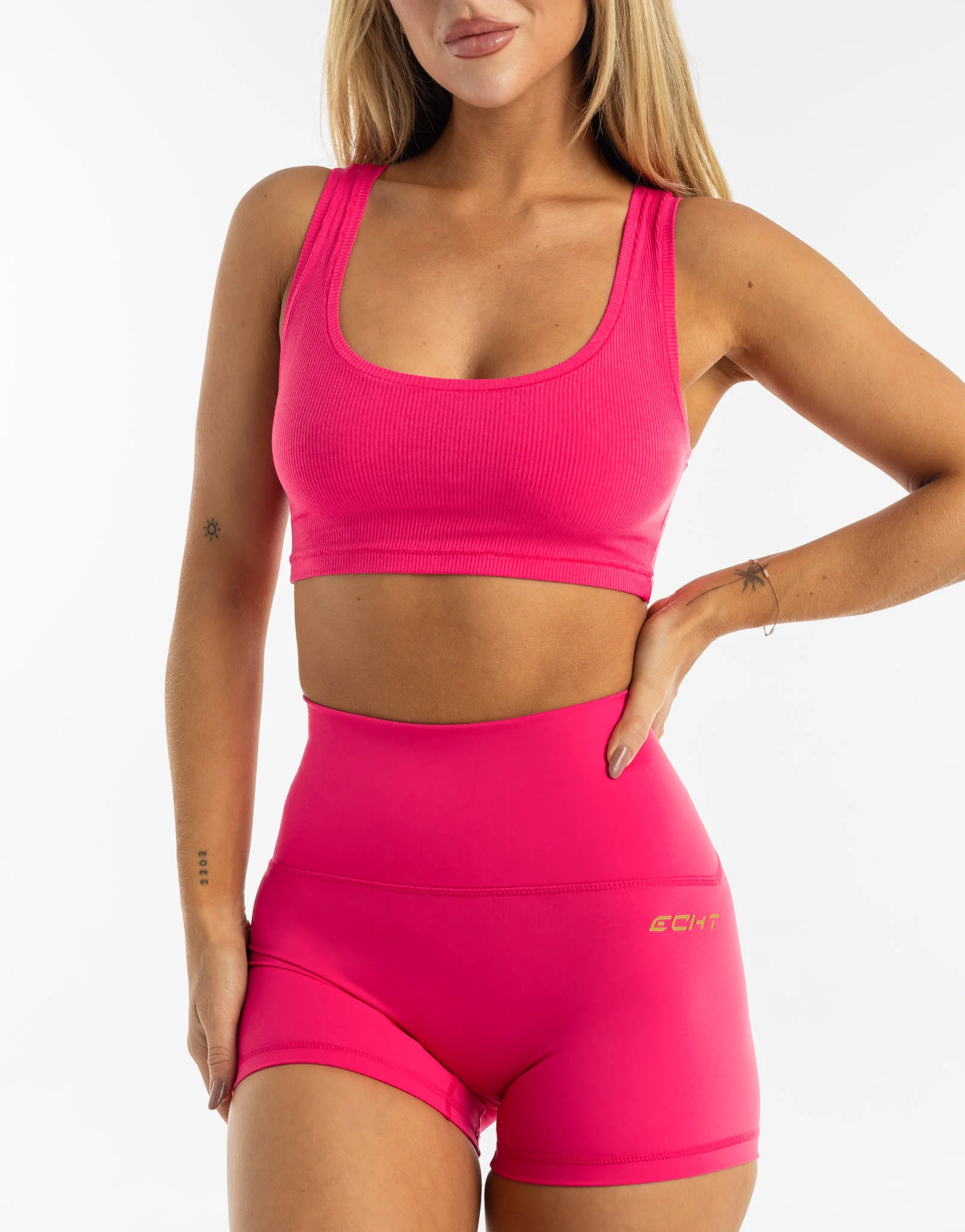 Cropped Ribbed Tank - Bright Pink - Image 4
