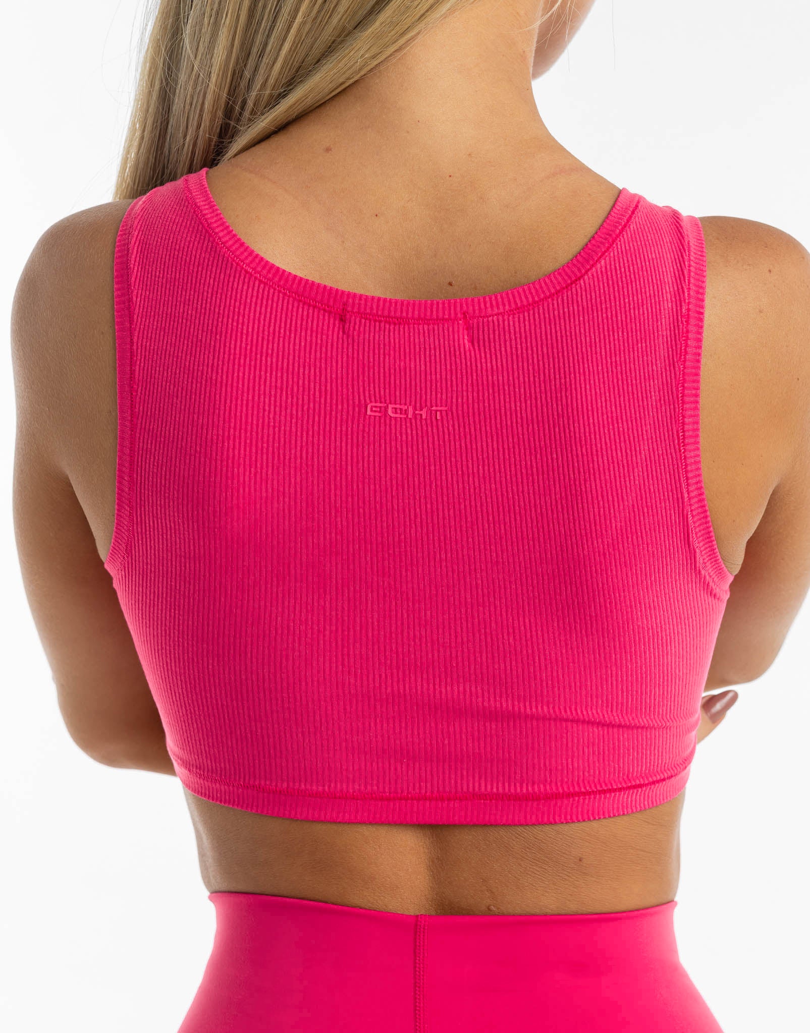 Cropped Ribbed Tank - Bright Pink - Image 5