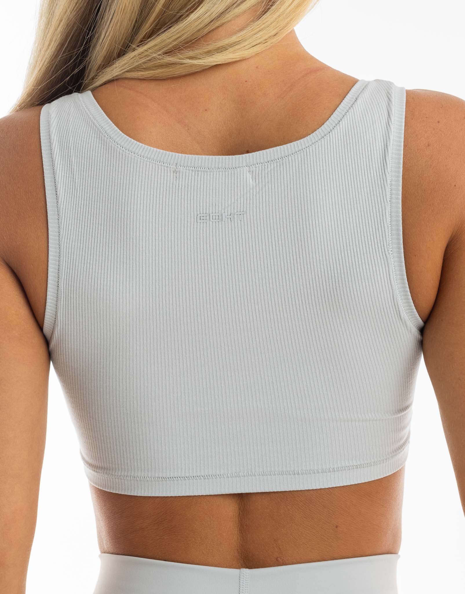 Cropped Ribbed Tank - Micro Grey - Image 2