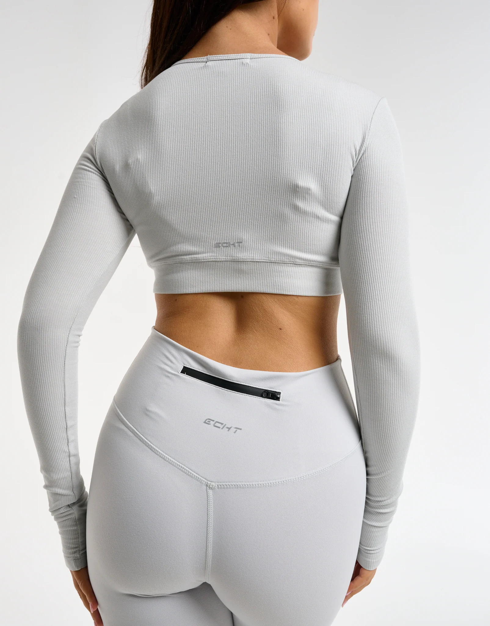 Echt Ribbed Cropped Long Sleeve - Micro Grey - Image 6