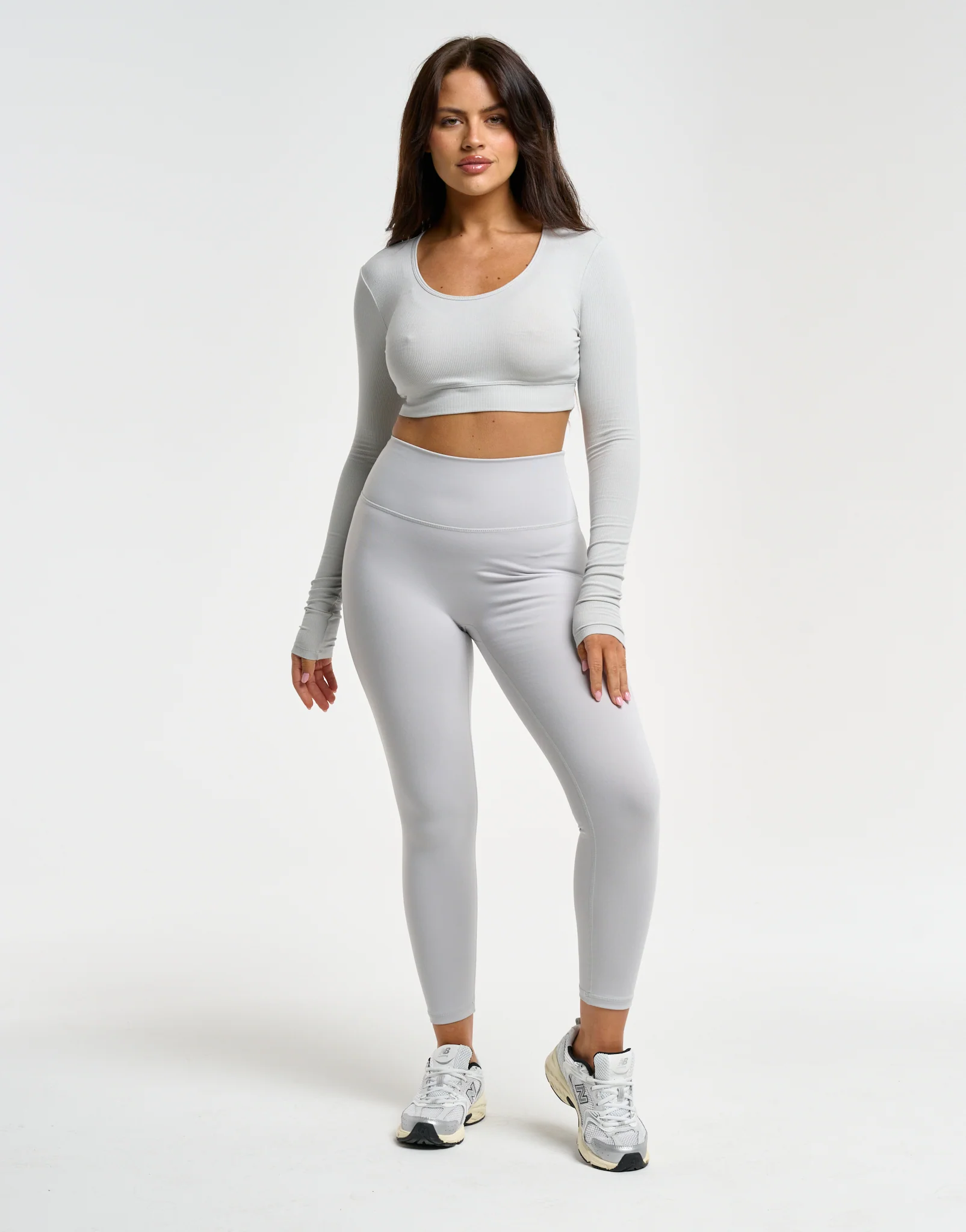 Echt Ribbed Cropped Long Sleeve - Micro Grey - Image 8