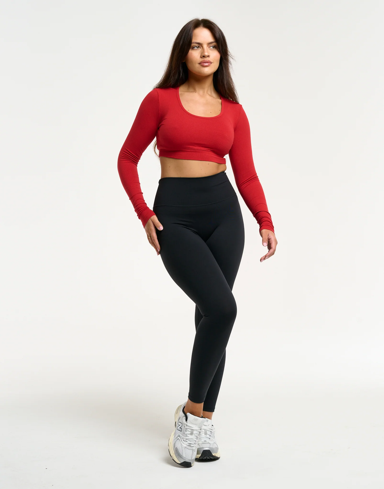 Echt Ribbed Cropped Long Sleeve - Scarlet Red - Image 11