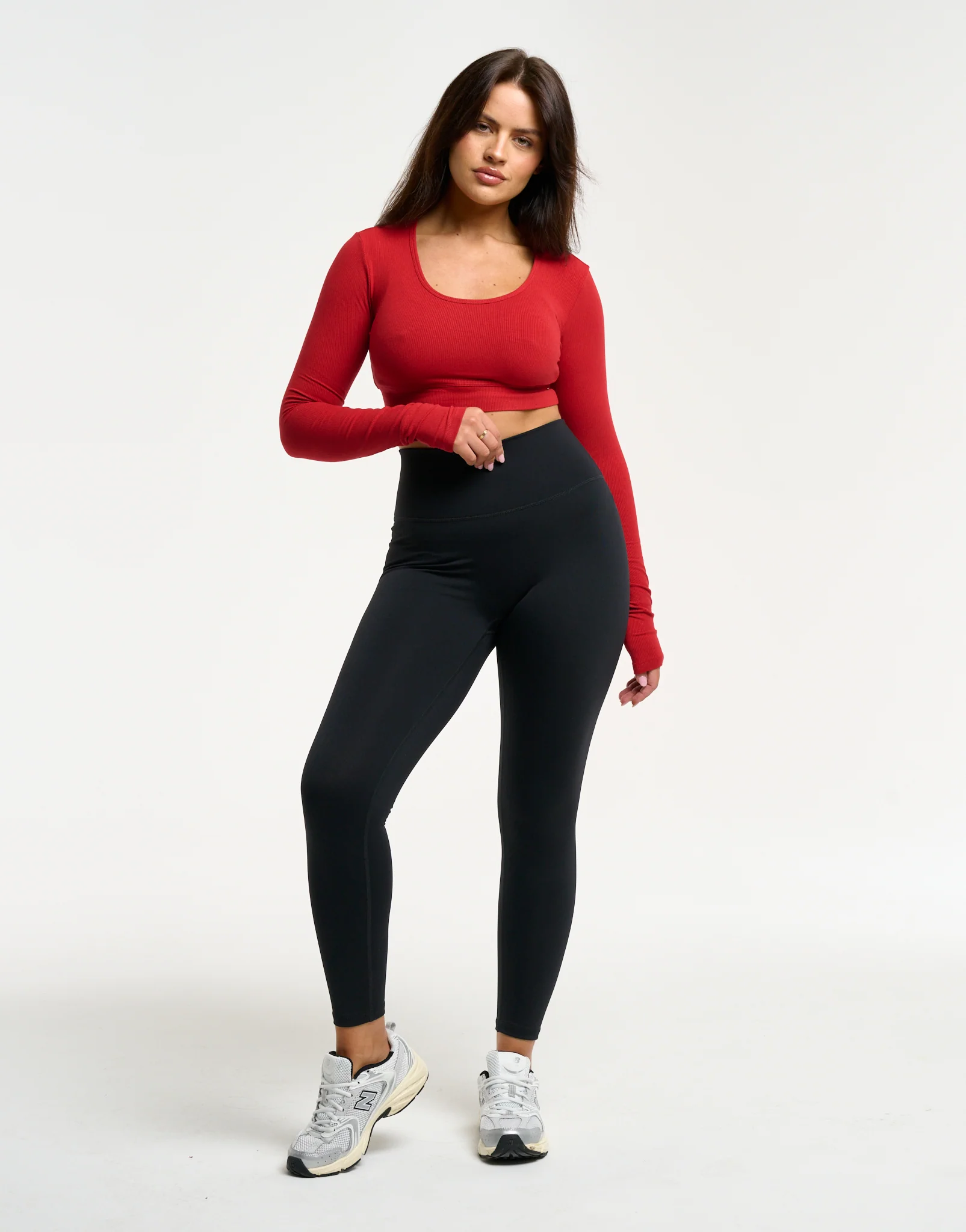 Echt Ribbed Cropped Long Sleeve - Scarlet Red - Image 3