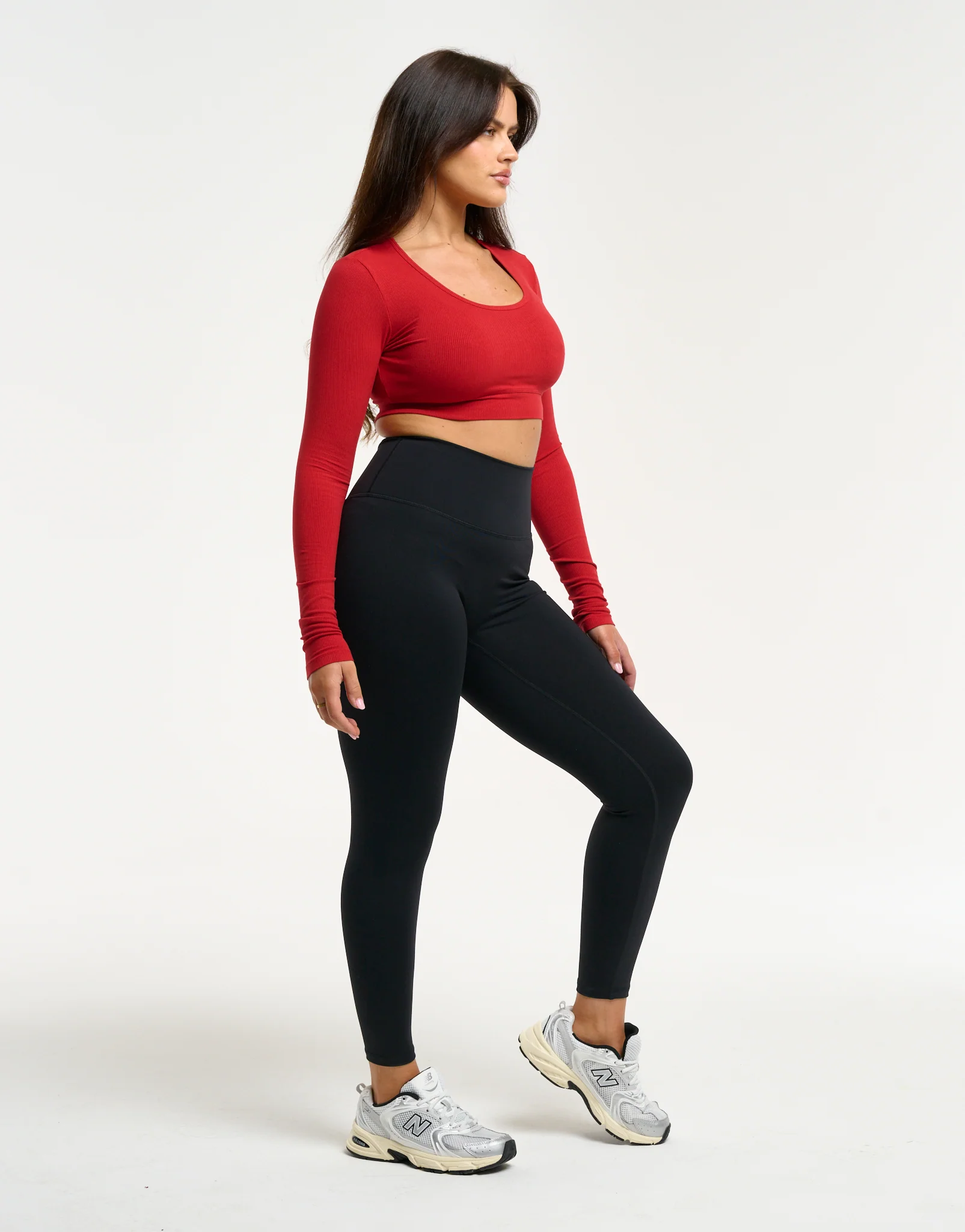 Echt Ribbed Cropped Long Sleeve - Scarlet Red - Image 6
