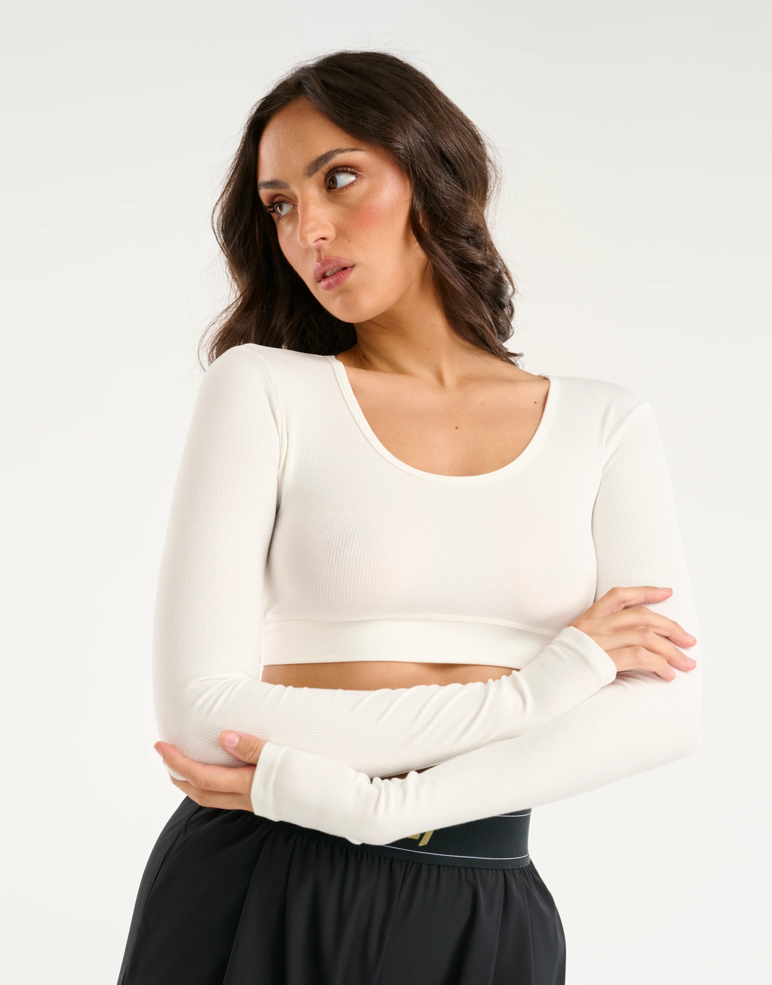 Echt Ribbed Cropped Long Sleeve - White - Image 4