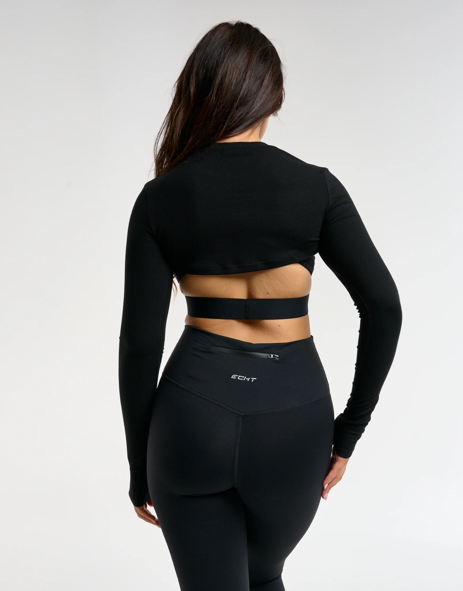 Echt Ribbed High Cut Long Sleeve - Black - Image 2