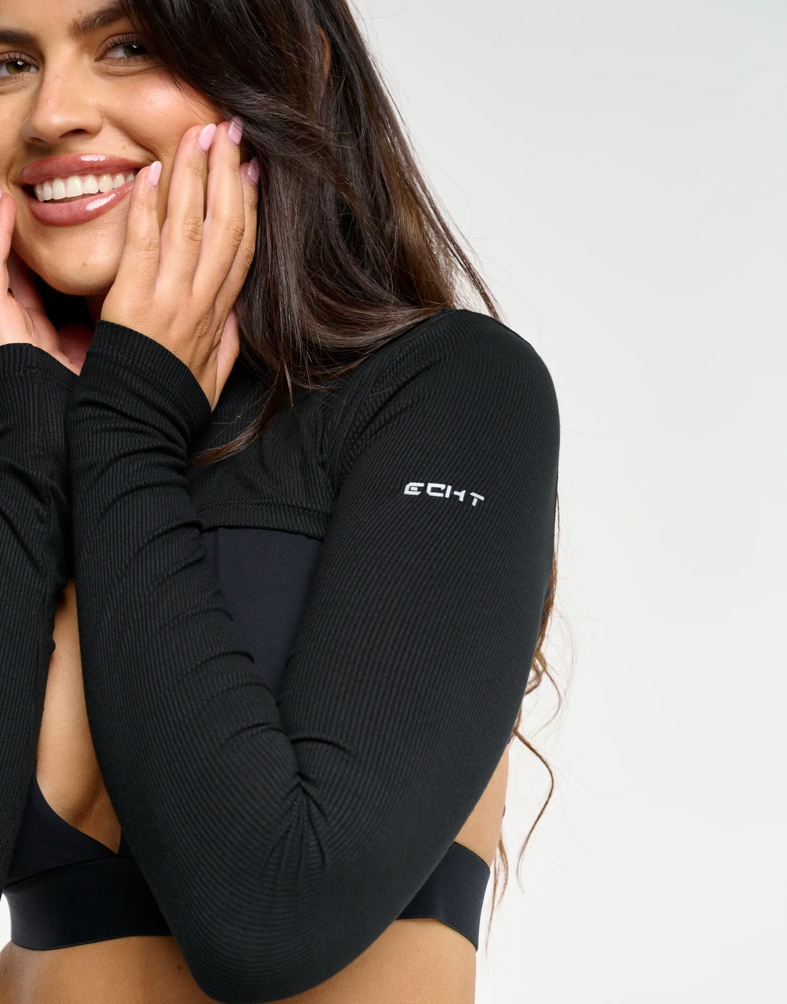Echt Ribbed High Cut Long Sleeve - Black - Image 5