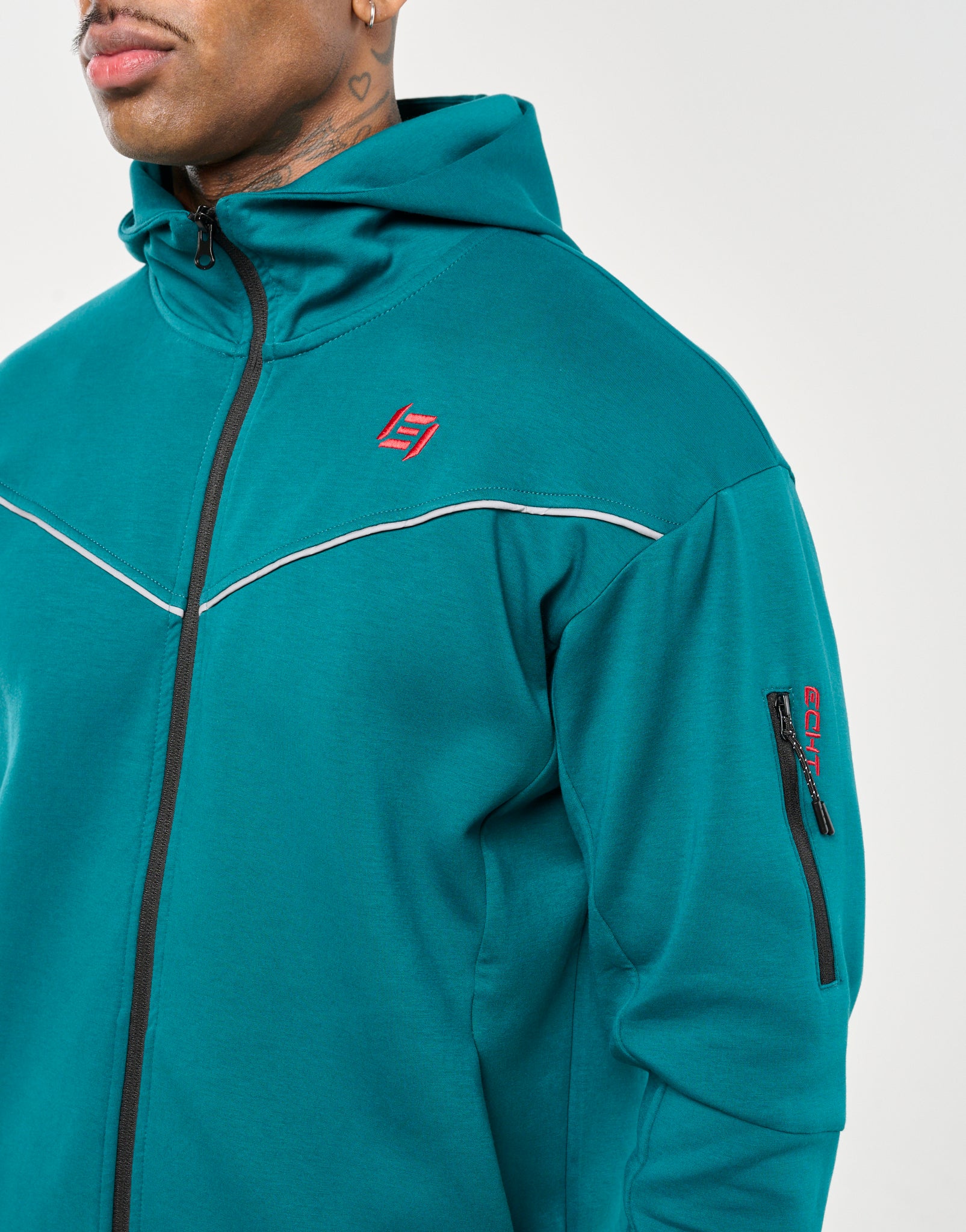 Echt Tech Zip-Up Hoodie - Teal - Image 4