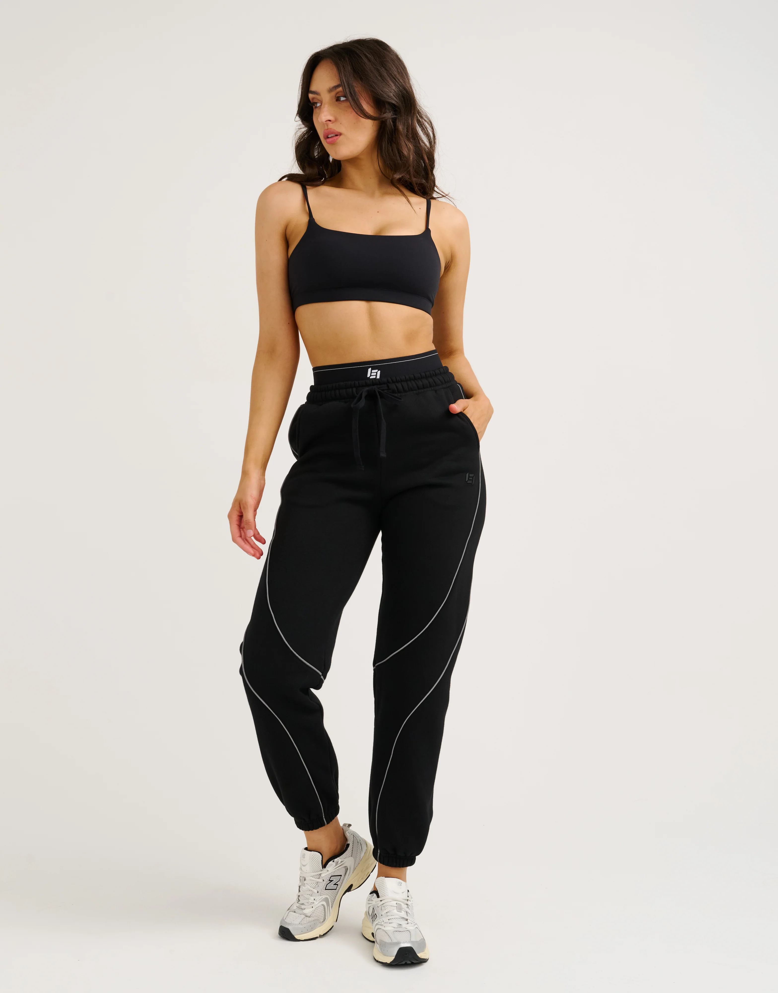 Elemental Layered Jogger Sweatpants - Black/White - Image 10