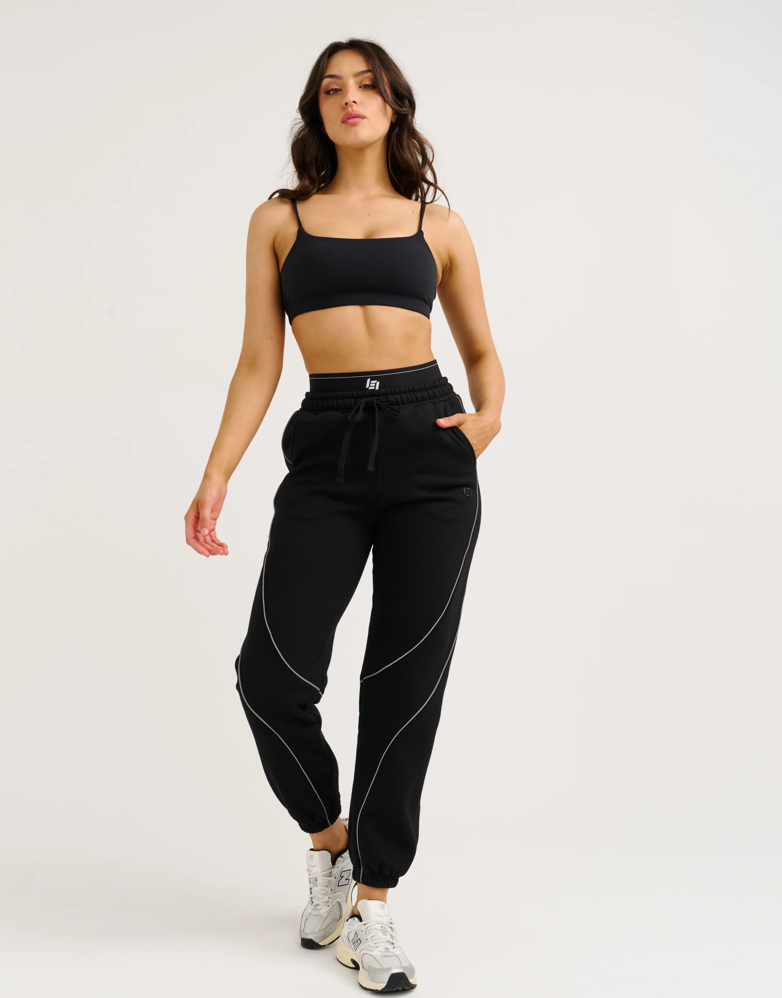 Elemental Layered Jogger Sweatpants - Black/White - Image 11