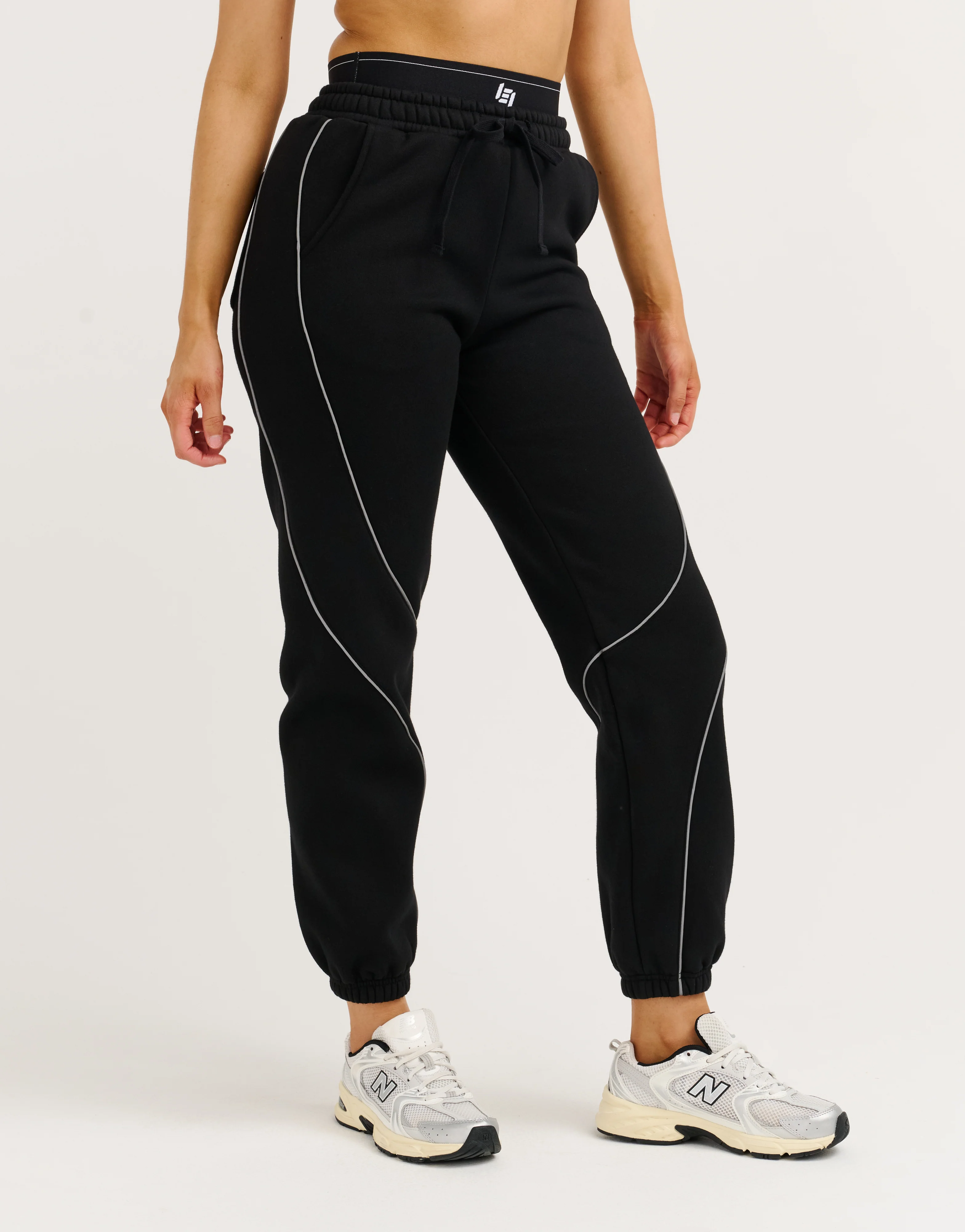 Elemental Layered Jogger Sweatpants - Black/White - Image 15