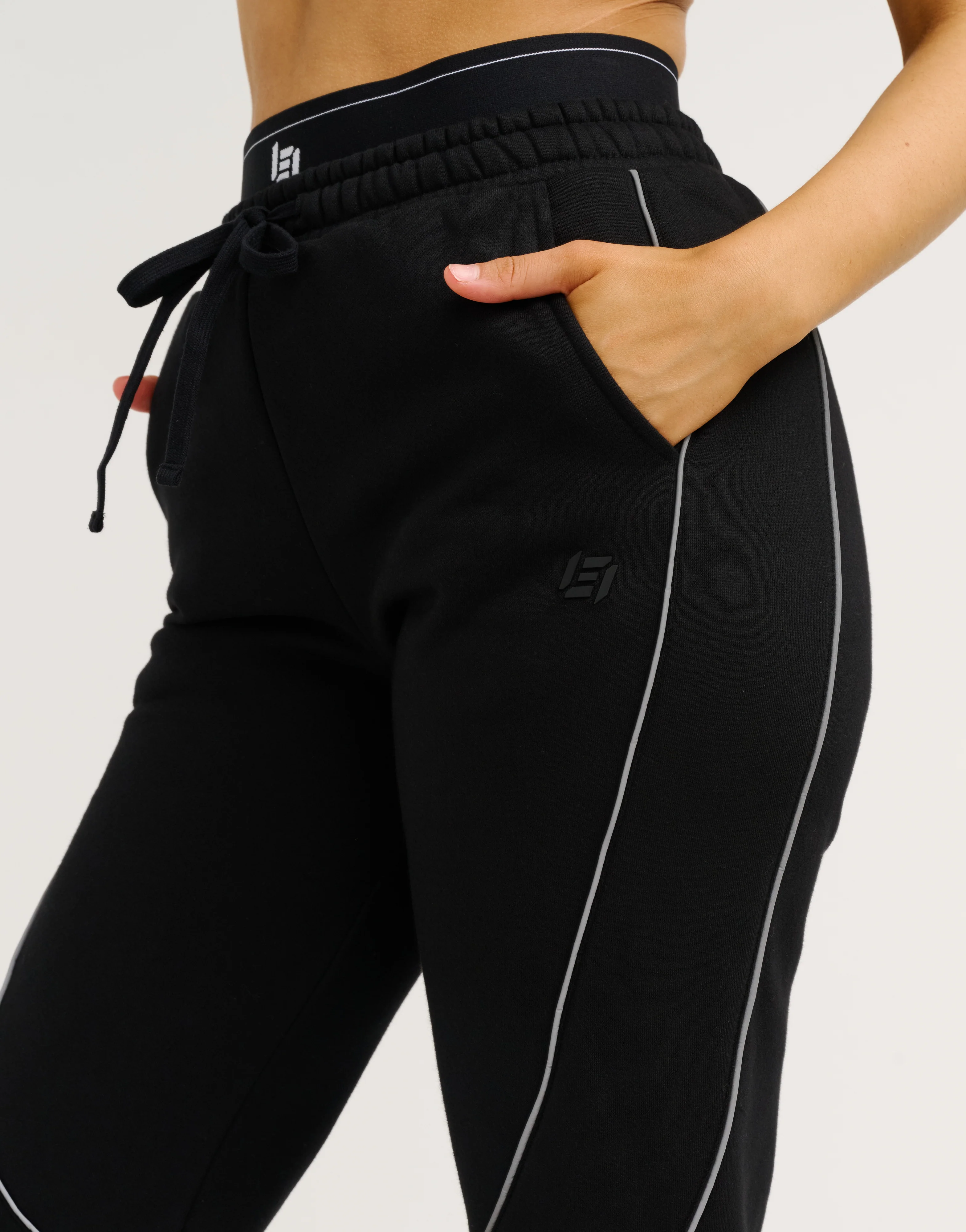 Elemental Layered Jogger Sweatpants - Black/White - Image 3